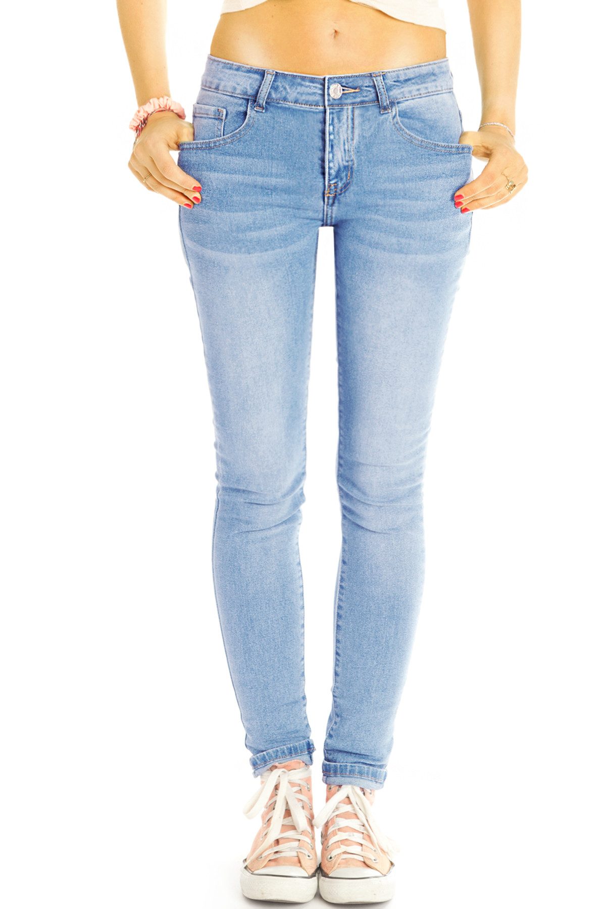be styled Röhrenjeans Low Waist Röhrenjeans stretchige Skinny Jeans Hüfthose - Damen - j1k-3 5-pocket-Style