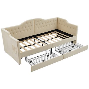 MODFU Daybett Tagesbett Schlafsofa (90x190cm), mit USB Type C Ladefunktion und 2 Schubladen