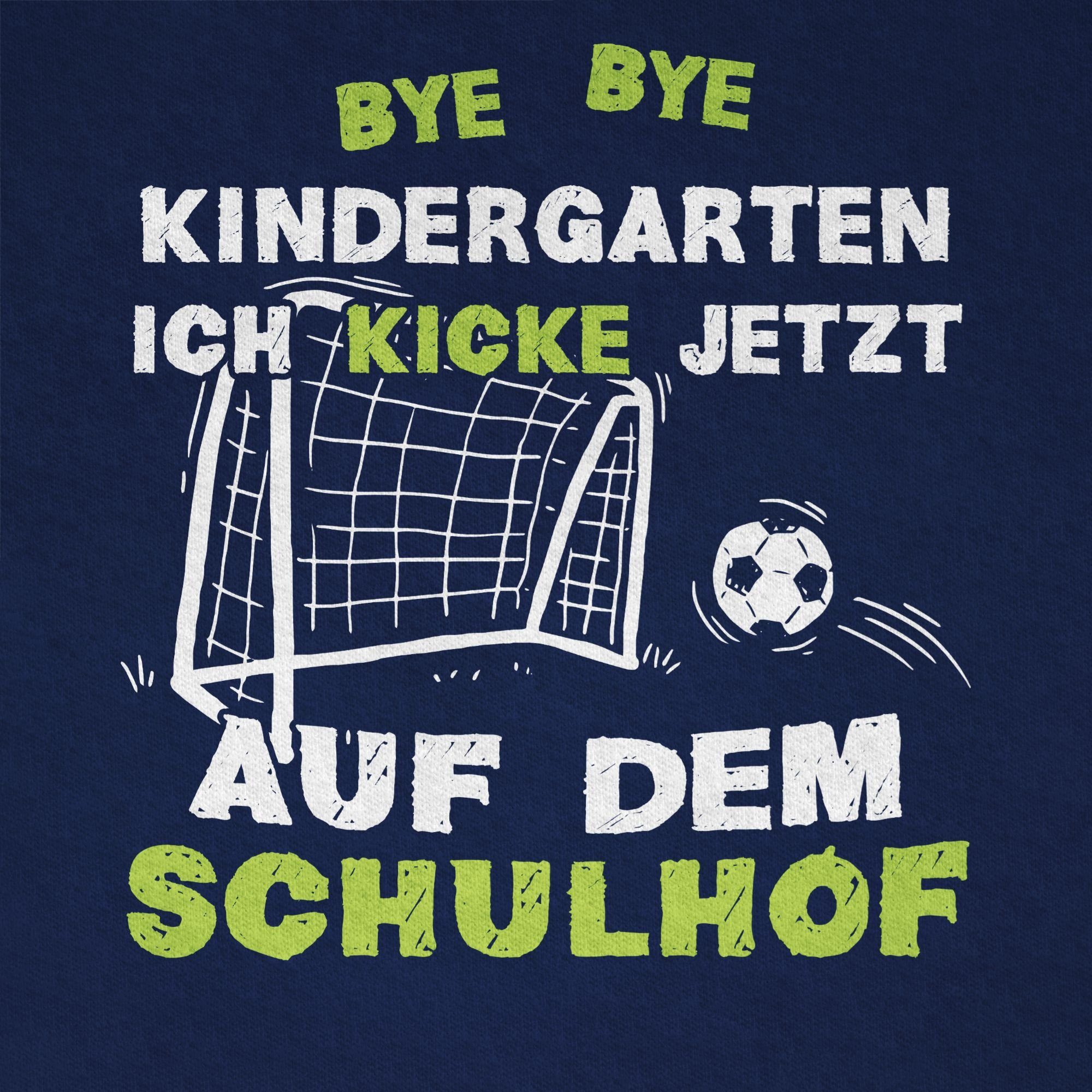 Junge Bye Shirtracer Einschulung Schulanfang Geschenke - Kicke Dunkelblau Bye Kindergarten Schulhof T-Shirt 01