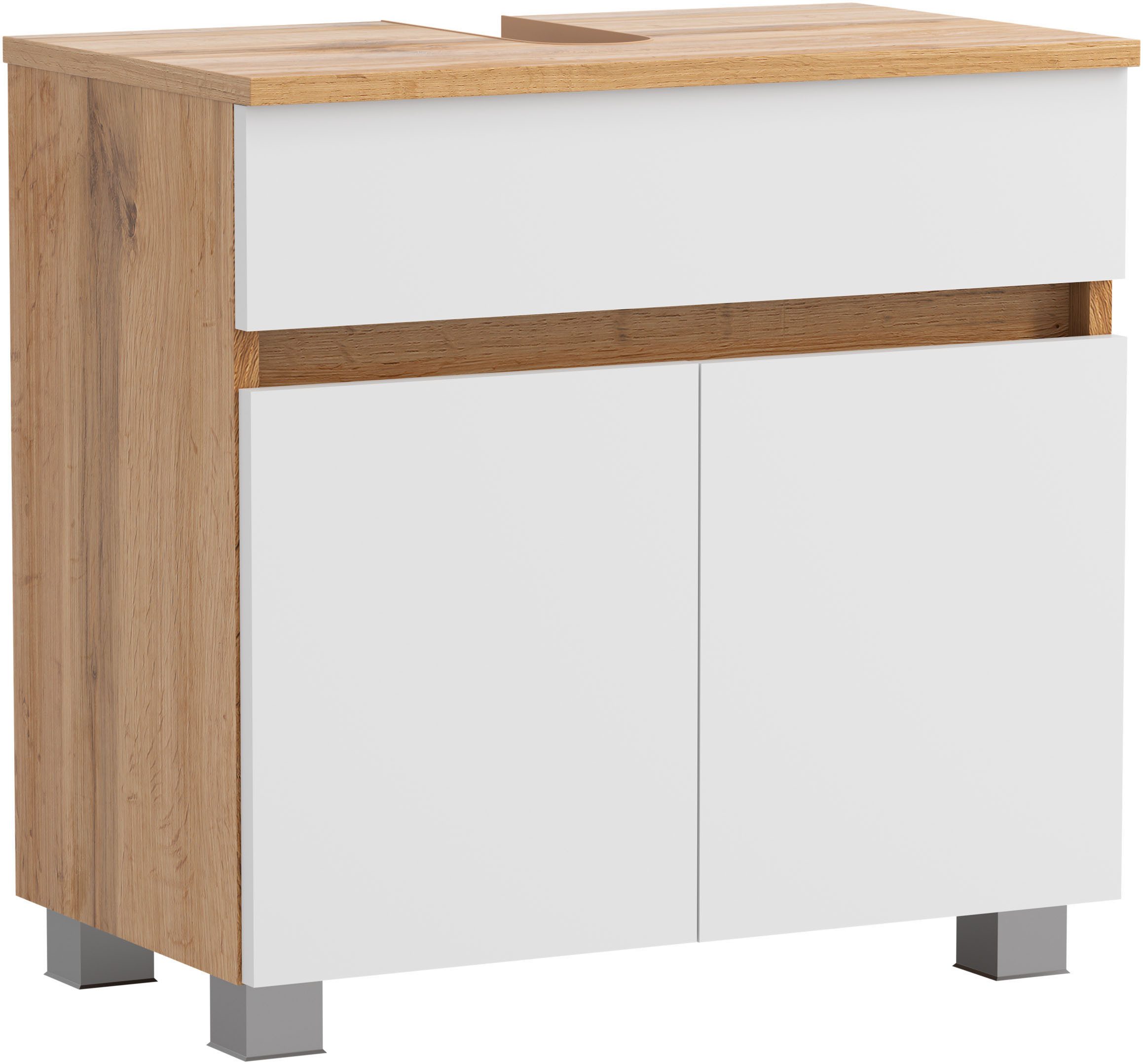 OTTO home Waschbeckenunterschrank Bozen, Unterbeckenschrank 60 cm (Badezimmerschrank, Badschrank, Stauraum, Badmöbel, Schrank) griffloses Design, Maße (B/T/H): 60/35/54 cm
