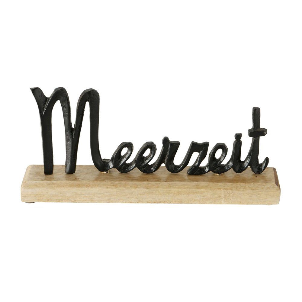 Deko-Schriftzug MEERZEIT schwarz natur Metall L30cm Holz