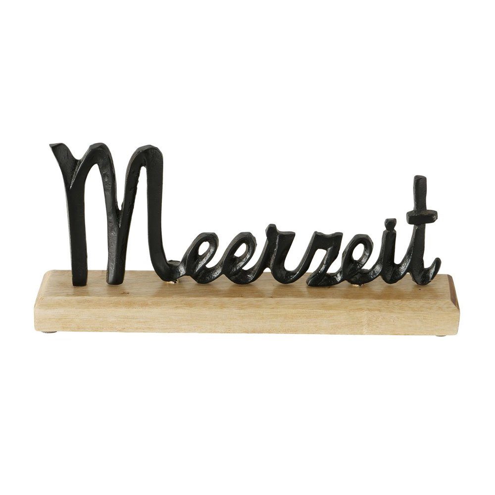 BOLTZE Deko-Schriftzug MEERZEIT schwarz natur Metall Holz L30cm