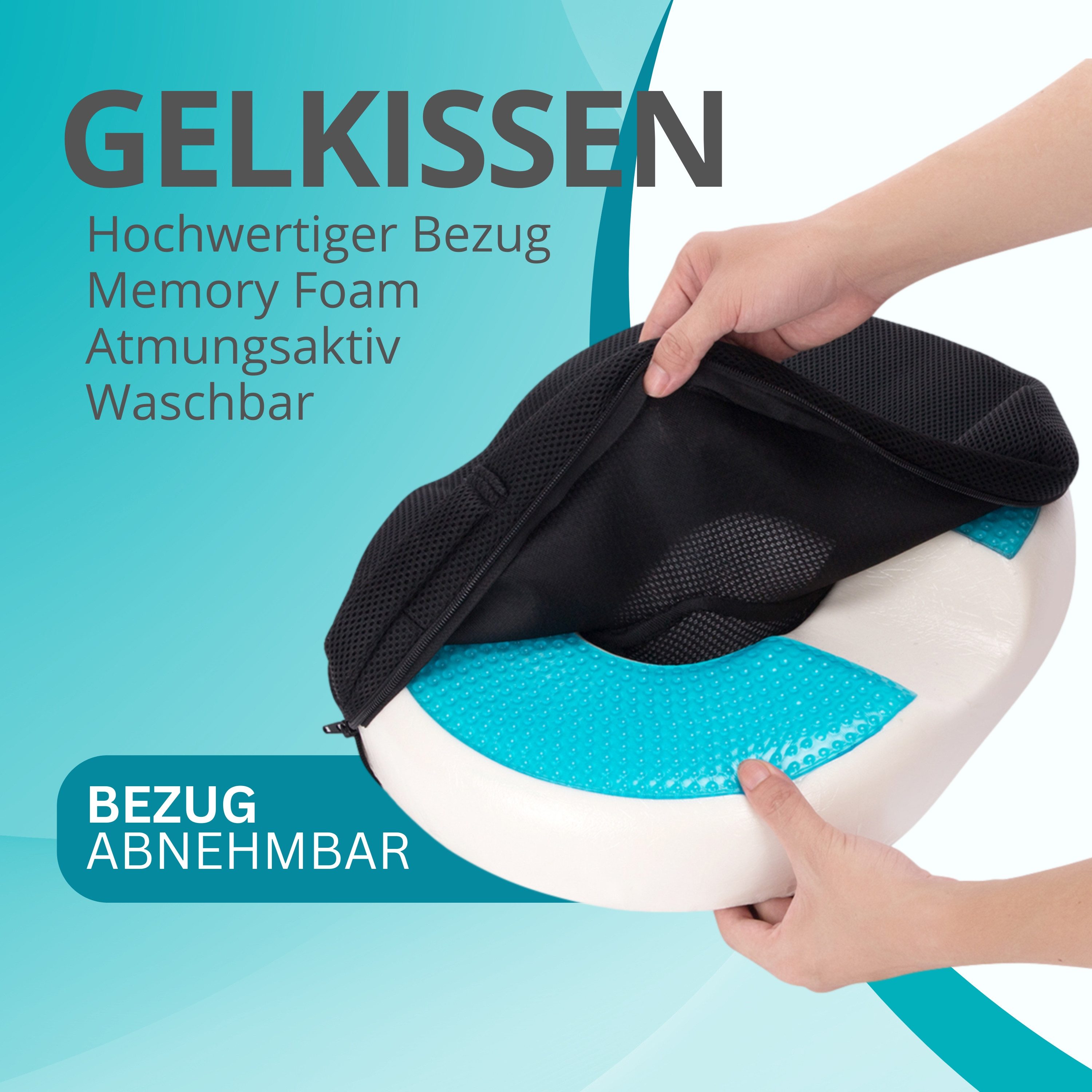 riijk Multi-Stützkissen Gel Sitzring, Donutkissen mit Spezialschaum, Gel Sitzkissen, Steißbeinkissen Ideal nach OP, Schwangerschaft & bei Hämorrhoiden, Ringkissen mit innovativer Gel-Schicht