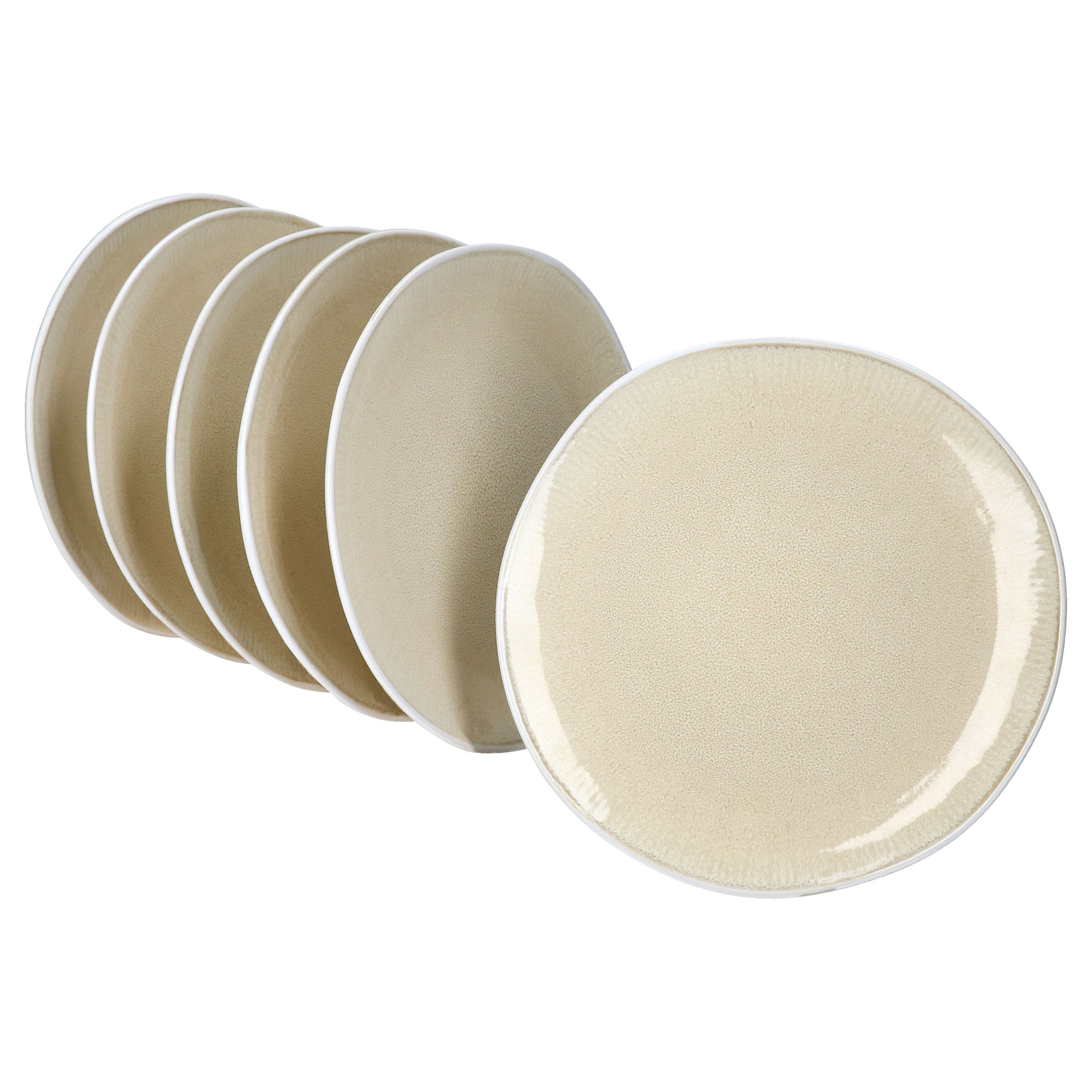 Frühstücksteller Tzia 6x Kuchenteller 6 Pers Dessert-Teller Frühstücksteller Vanille