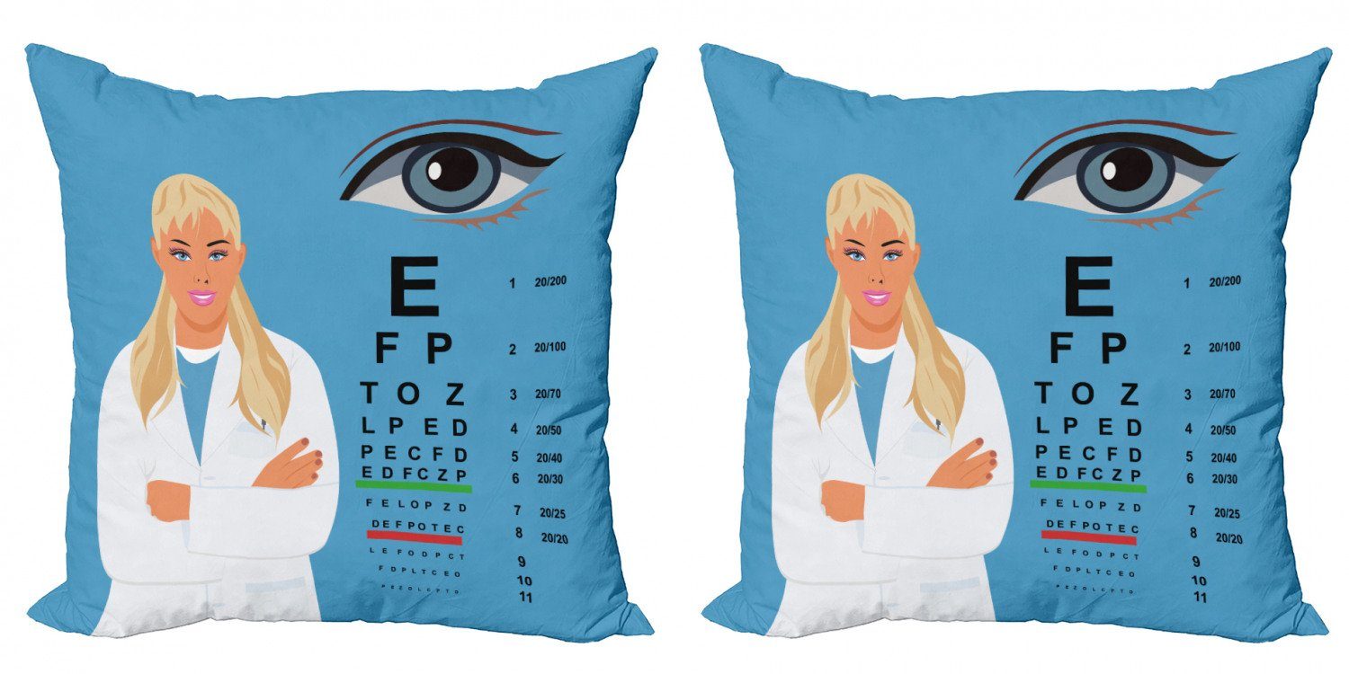 Kissenbezüge Modern Accent Doppelseitiger Digitaldruck, Abakuhaus (2 Stück), Augendiagramm weibliche Augenarzt