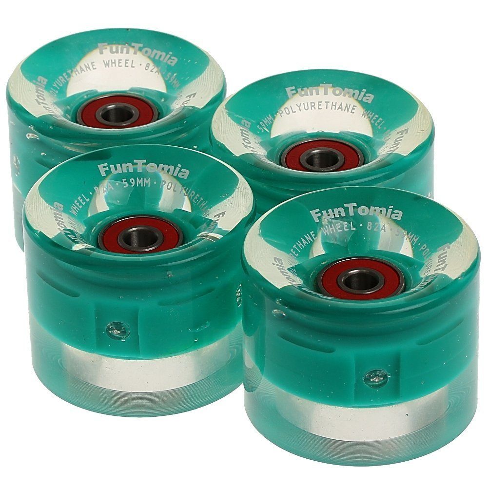 Miniskateboard FunTomia 4x Miniboard/Skateboard LED Rollen 59x45mm Härtegrad 82A