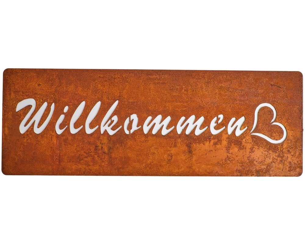 HOBBY 40x15 & Willkommen cm, braun Metall Schild Rostoptik Gartenfigur HOME - St), Gartendeko matches21 (1 WILLKOMMEN Rostoptik