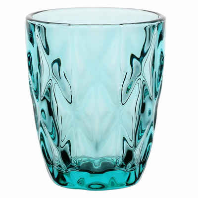 Rose & Tulpani Tumbler-Glas Wasserglas Mehrzweckglas in Türkis Diamond Tumbler 270ml, Glas, Inhalt 270ml