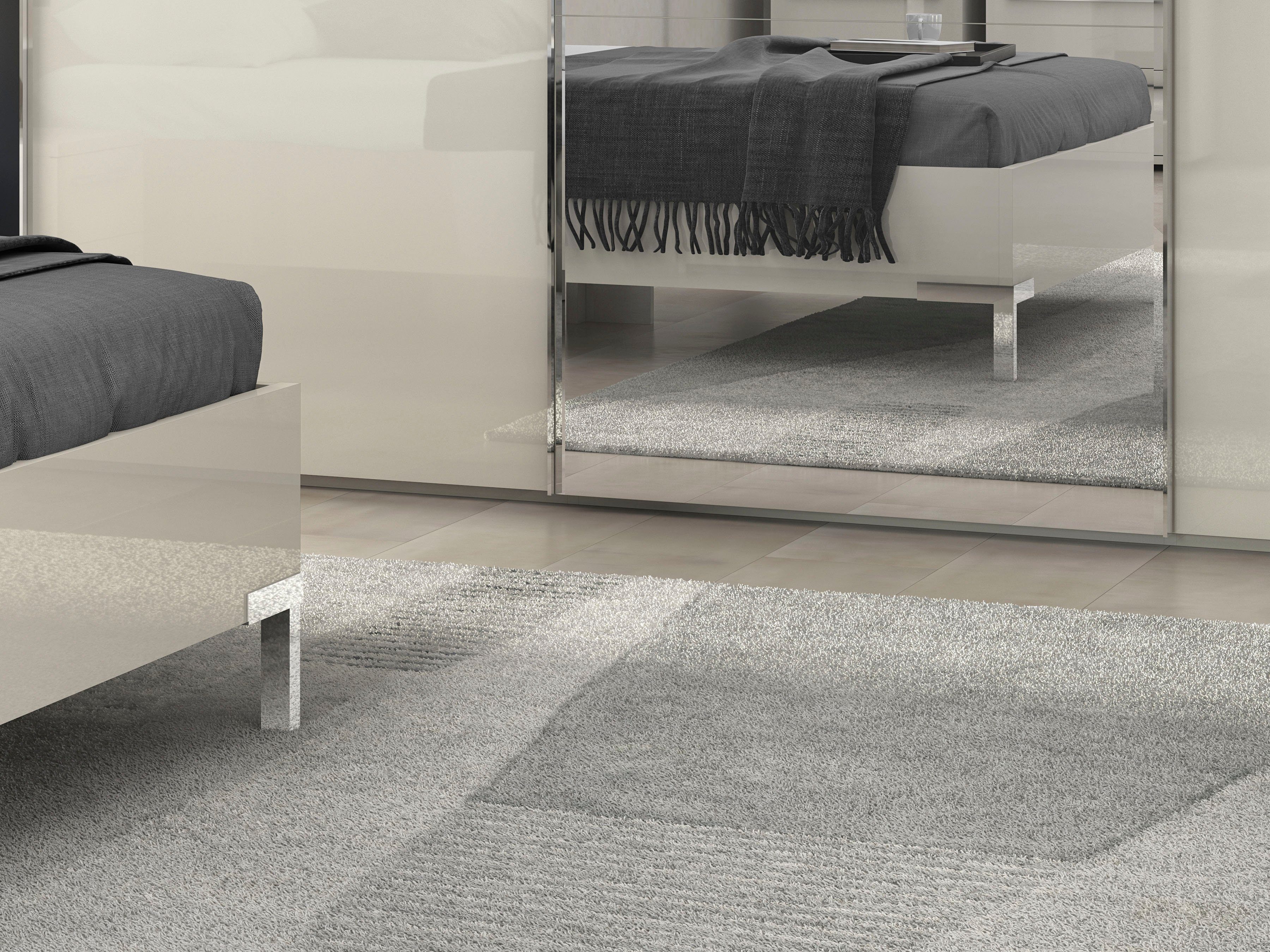 OTTO home Schwebetürenschrank Piano, mit Einlegeböden, Kleiderstangen, Spiegel, Türen soft-close (in 3 Breiten, 224cm hoch, mit verchromten Aufleistungen) mit Spiegeltür, FSC-zertifizierter Holzwerkstoff