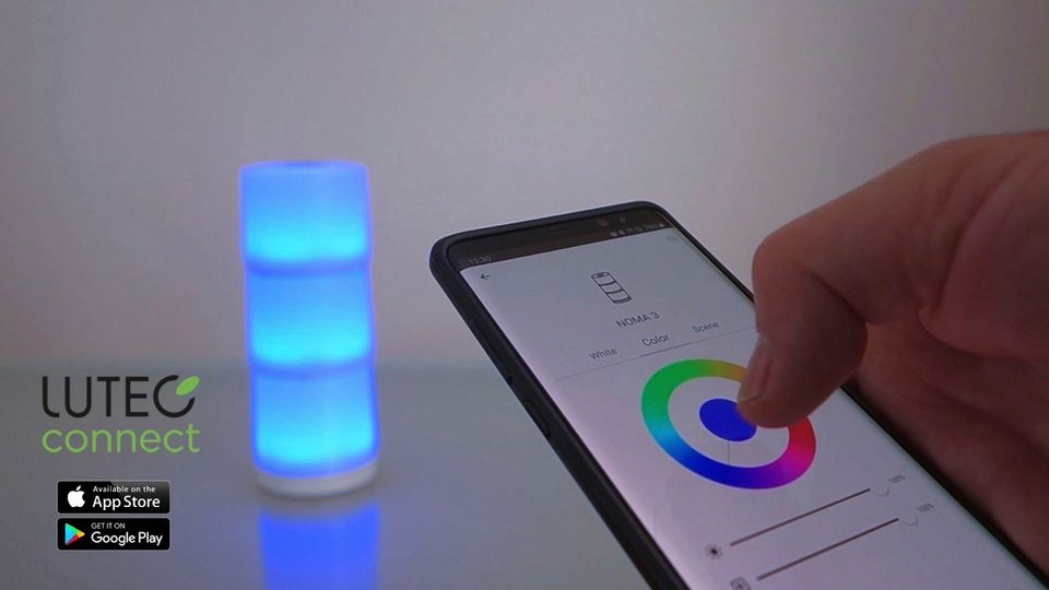 LUTEC Smarte LED-Leuchte NOMA, Smart Home, LED fest integriert, RGB, Smart- Home Tischleuchte, das Zusatzmodul erweitert Ihre