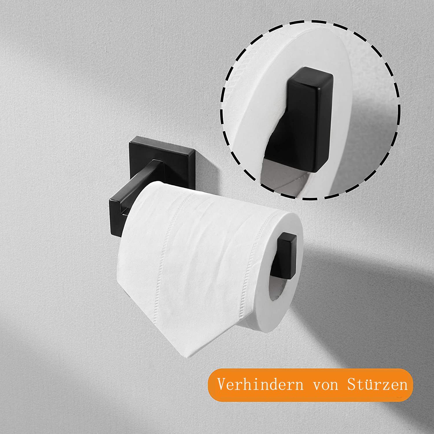 GelldG Toilettenpapierhalter Toilettenpapierhalter, Quadrat. WC Edelstahl Schwarz Klopapierhalter