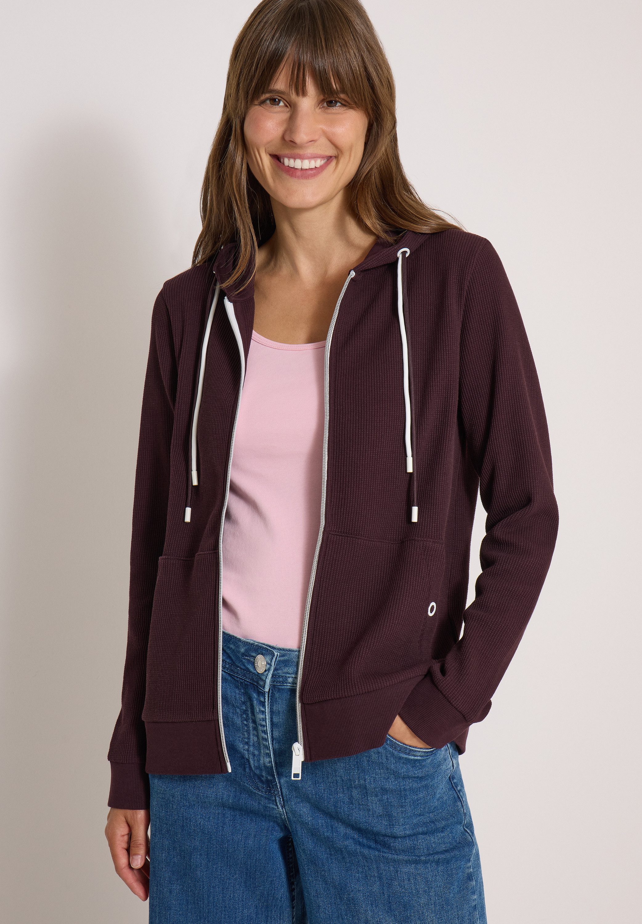 CECIL Cardigan mit Kapuze mit Tunnelzugband