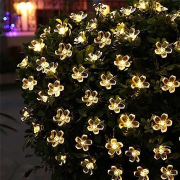 GelldG LED-Lichterkette Solar Lichterkette Außen Blumen, 7M 50LED Wasserdicht Lichterketten