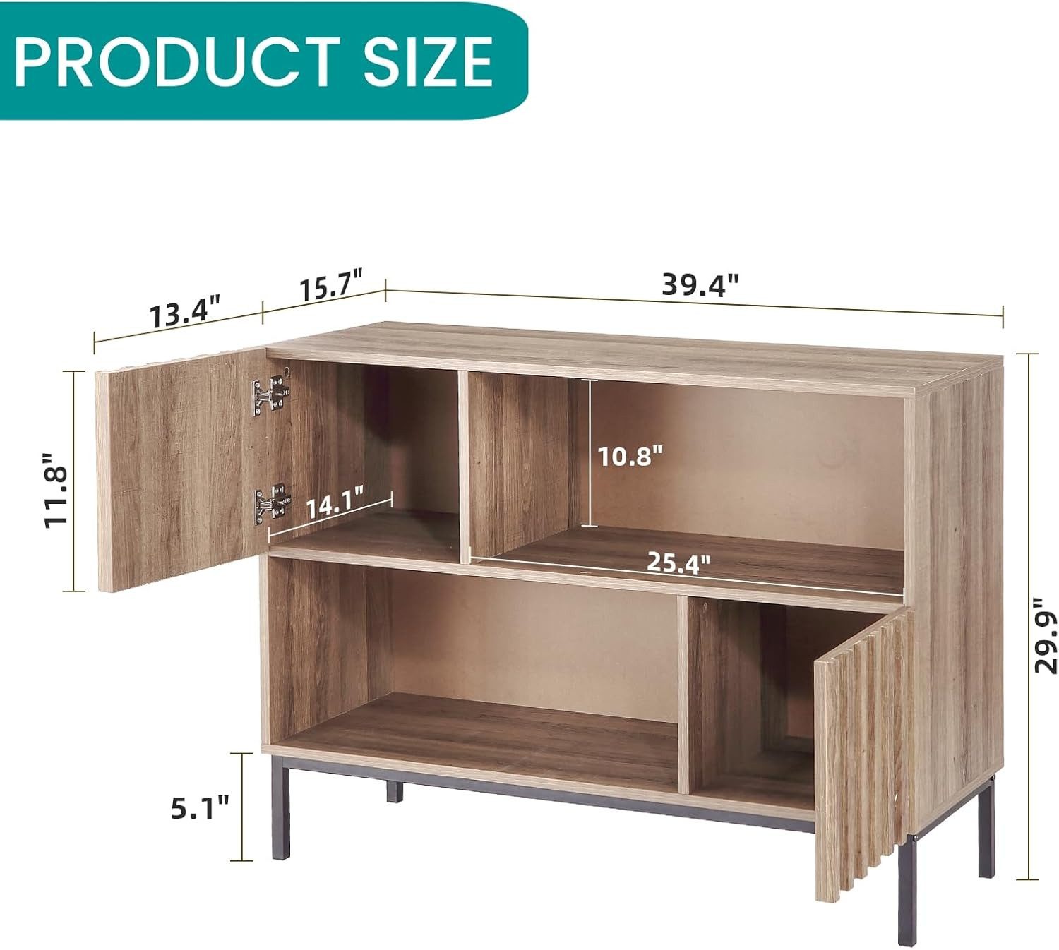 GarveeMore Sideboard Mid-Century Modern,Buffetschrank mit Lagerregalen günstig online kaufen