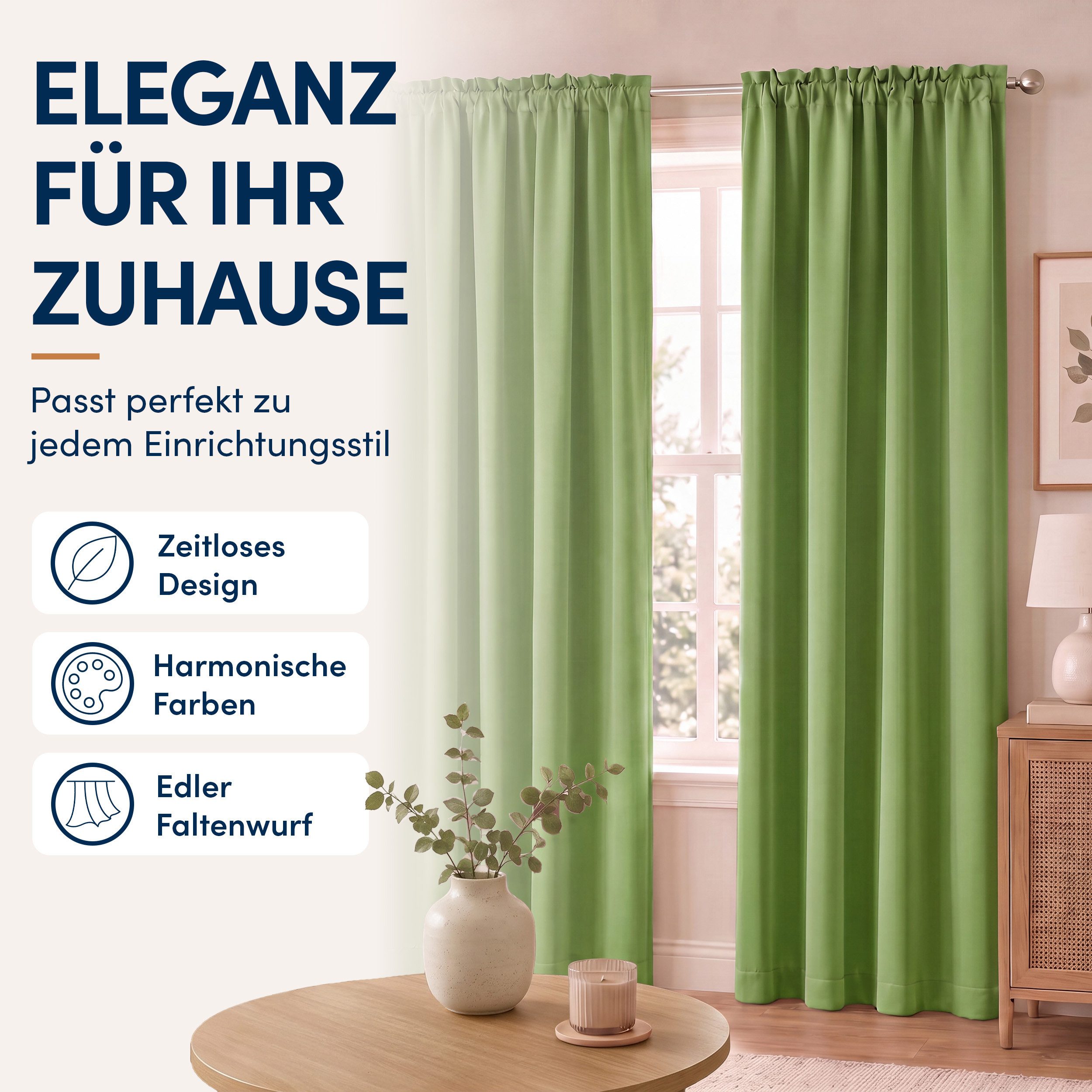 Stoffschmiede Gardine Blickdicht - Kräuselband & Ösen, Kräuselband – Bild 4 von 5
