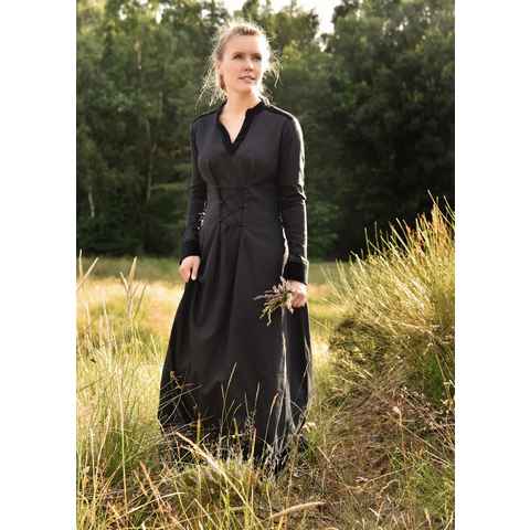 Battle Merchant Burgfräulein-Kostüm Mittelalterliches Kleid schwarz mit Samt-Details "Meira", Gr. XXL