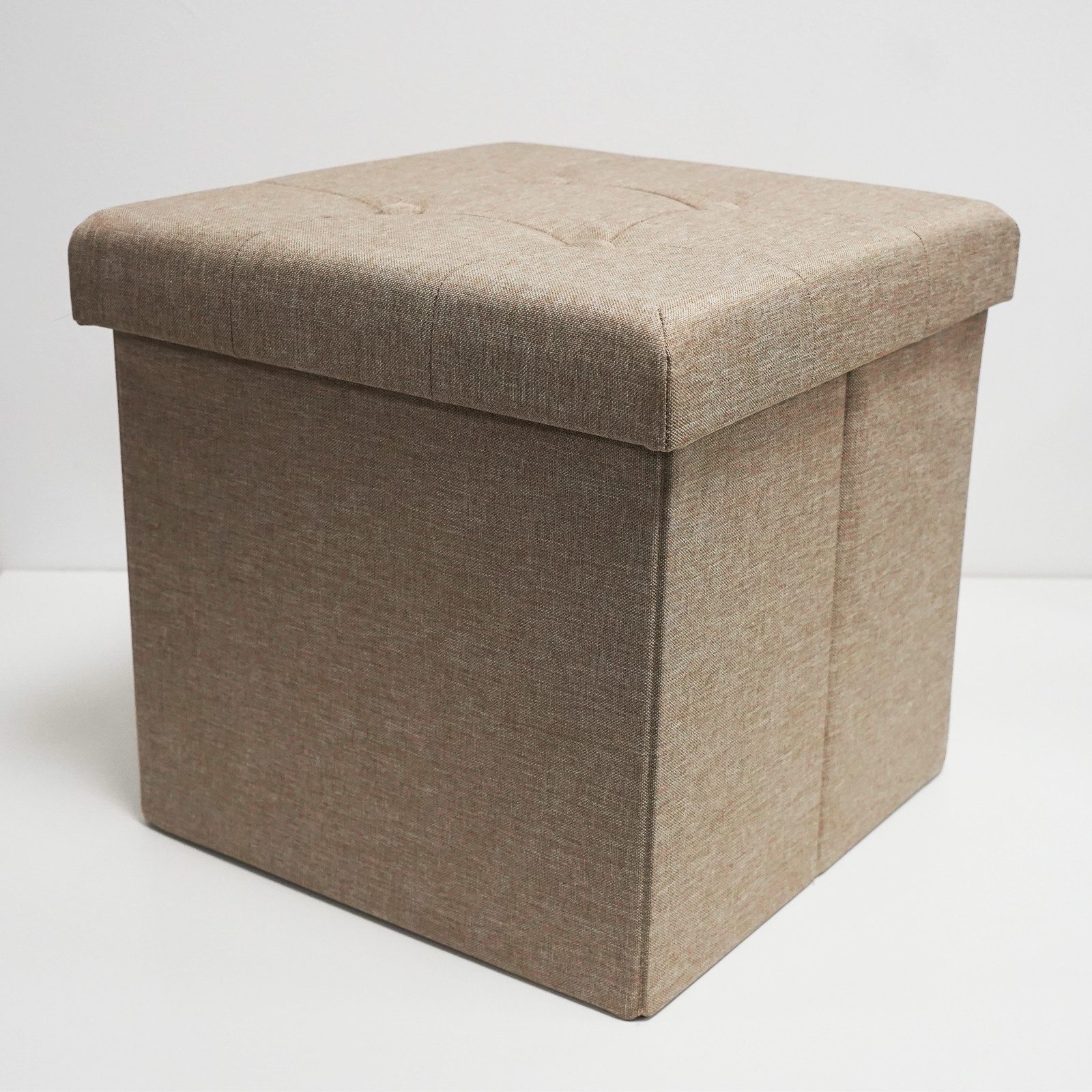 style home Sitzhocker mit Stauraum faltbare Sitzwürfel, Sitzbank Fußhocker für Wohnzimmer Schlafzimmer, Leinen, Khaki