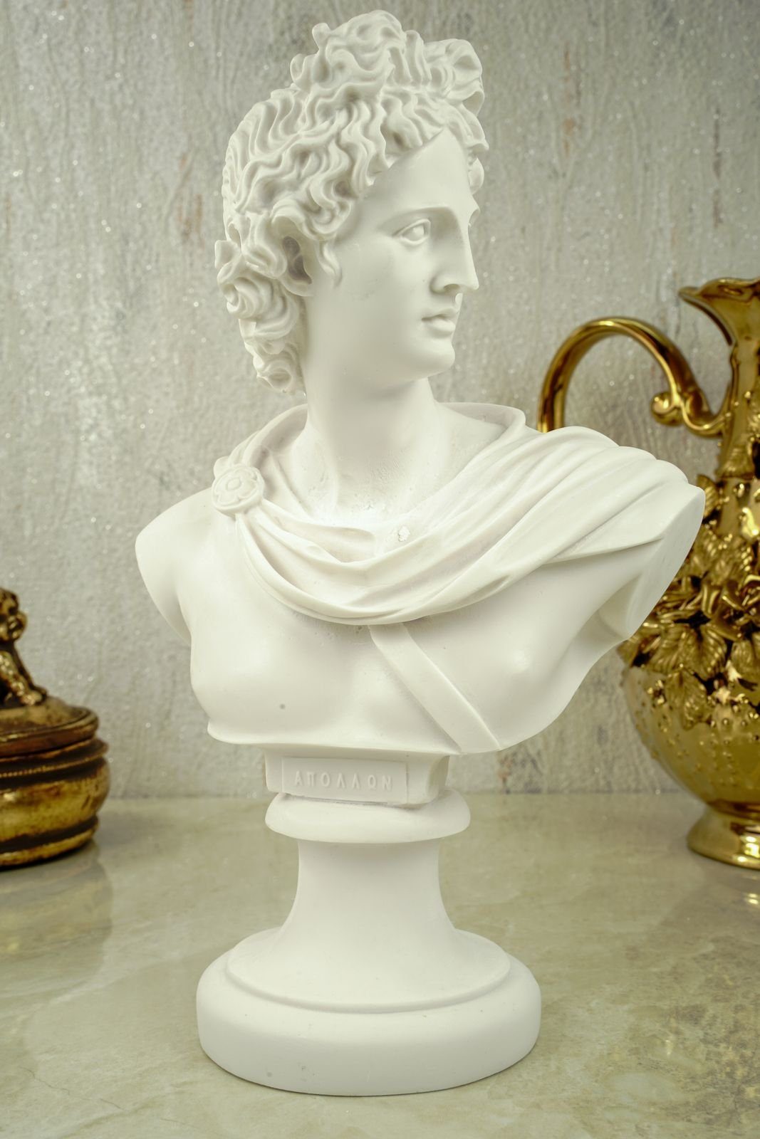 Kremers Schatzkiste Dekofigur Alabaster Büste des Apollon Figur 24 cm weiß günstig online kaufen