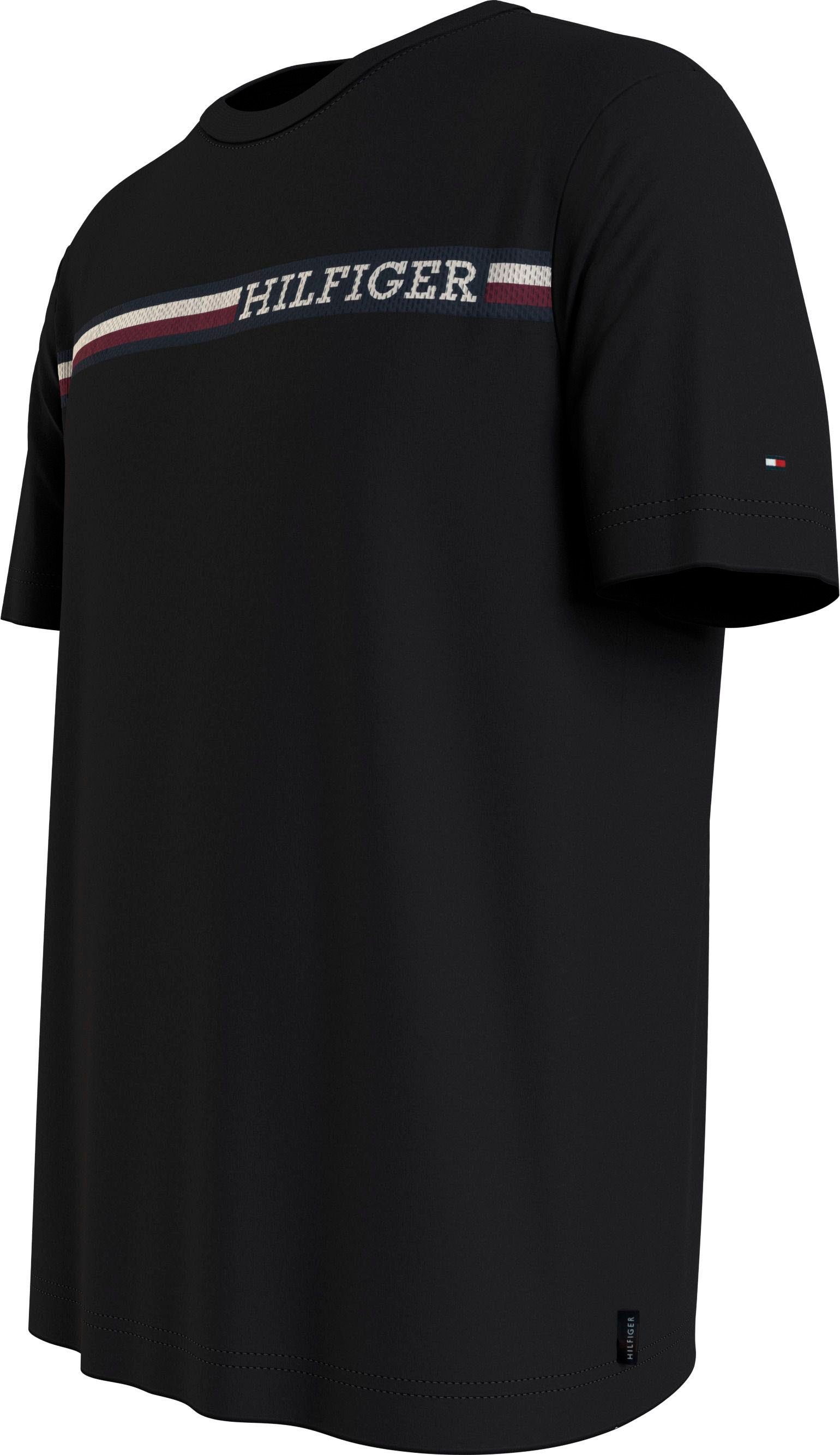 mit Hilfiger TEE STRIPE MONOTYPE T-Shirt CHEST Black Tommy Markenlogo