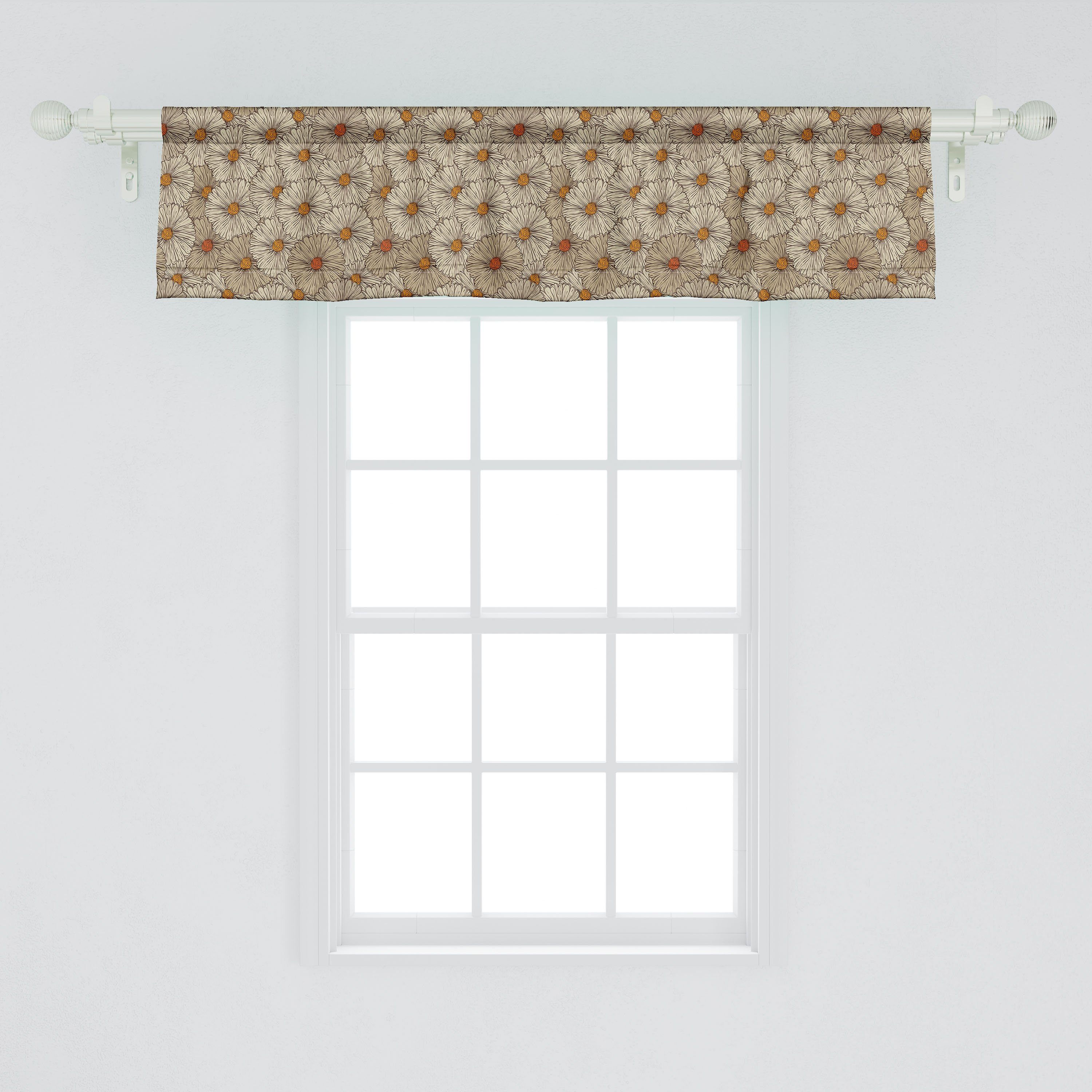 Scheibengardine Vorhang mit Volant Microfaser, Schlafzimmer Flüchtiger Abakuhaus, Stangentasche, Dekor Gerberas Jahrgang Küche für
