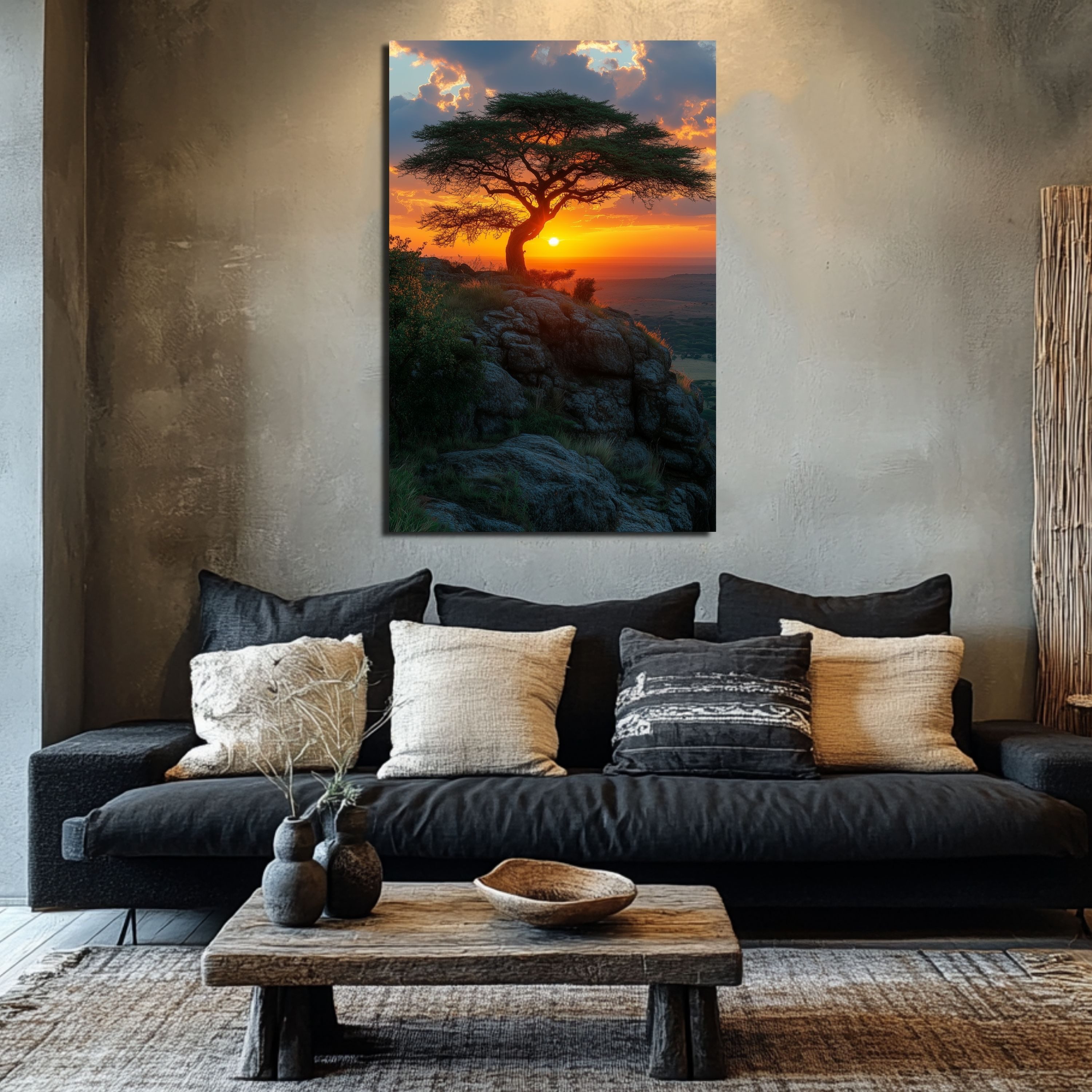 DARO Design Leinwandbild Modern Abstrakt Wandbilder XXL Wandbild Wand Deko Leinwand Bilder, (Afrikanischer Baum - Bild groß Wohnzimmer Schlafzimmer Küche Esszimmer Einteilig Querformat Fotodruck Leinwände Wanddeko Abstrakte Kunst Boho), 30x20cm