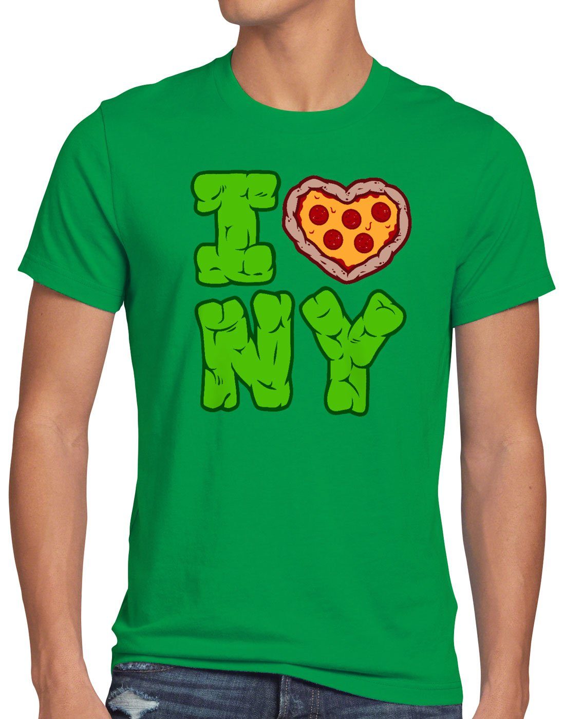 style3 Print-Shirt Herren T-Shirt Love NY Turtle Teenage New York Mutant grün