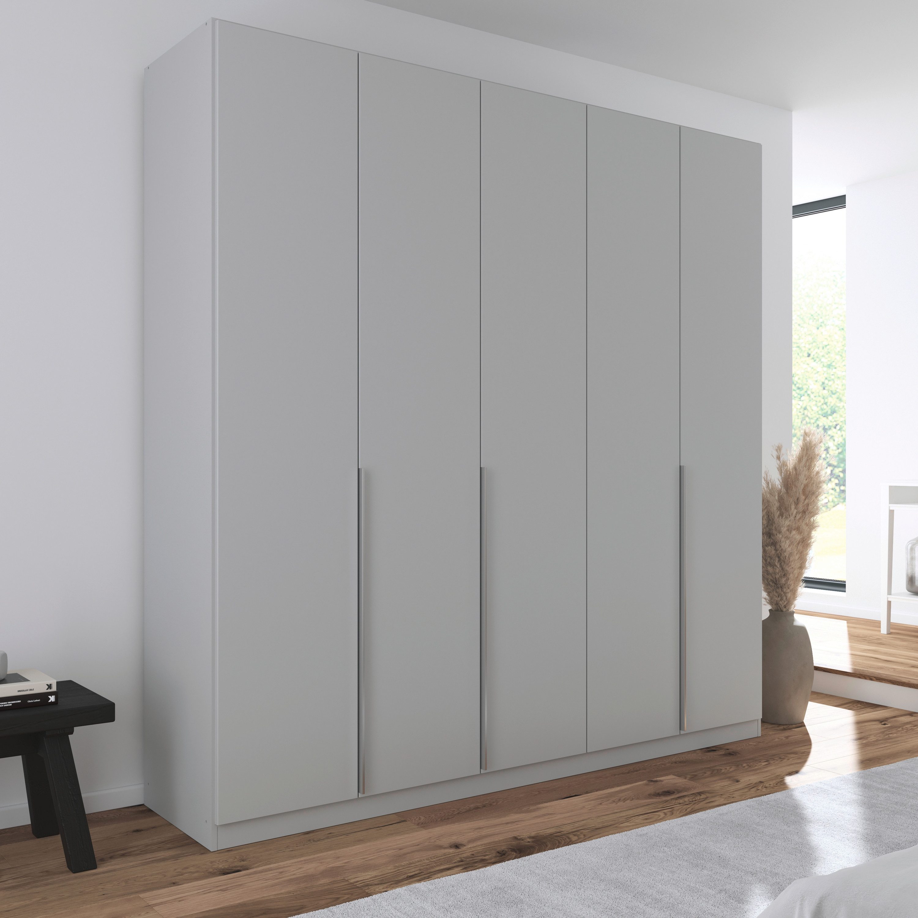 OTTO home Drehtürenschrank Kleiderschrank Schrank Garderobe AGORDO Schlafzimmer (in zwei Griff-Farben, Breiten 91-405 cm, Dekor- oder Hochglanzfront) durchdachte Innenausstattung, in 8 Breiten und 2 Höhen MADE IN GERMANY