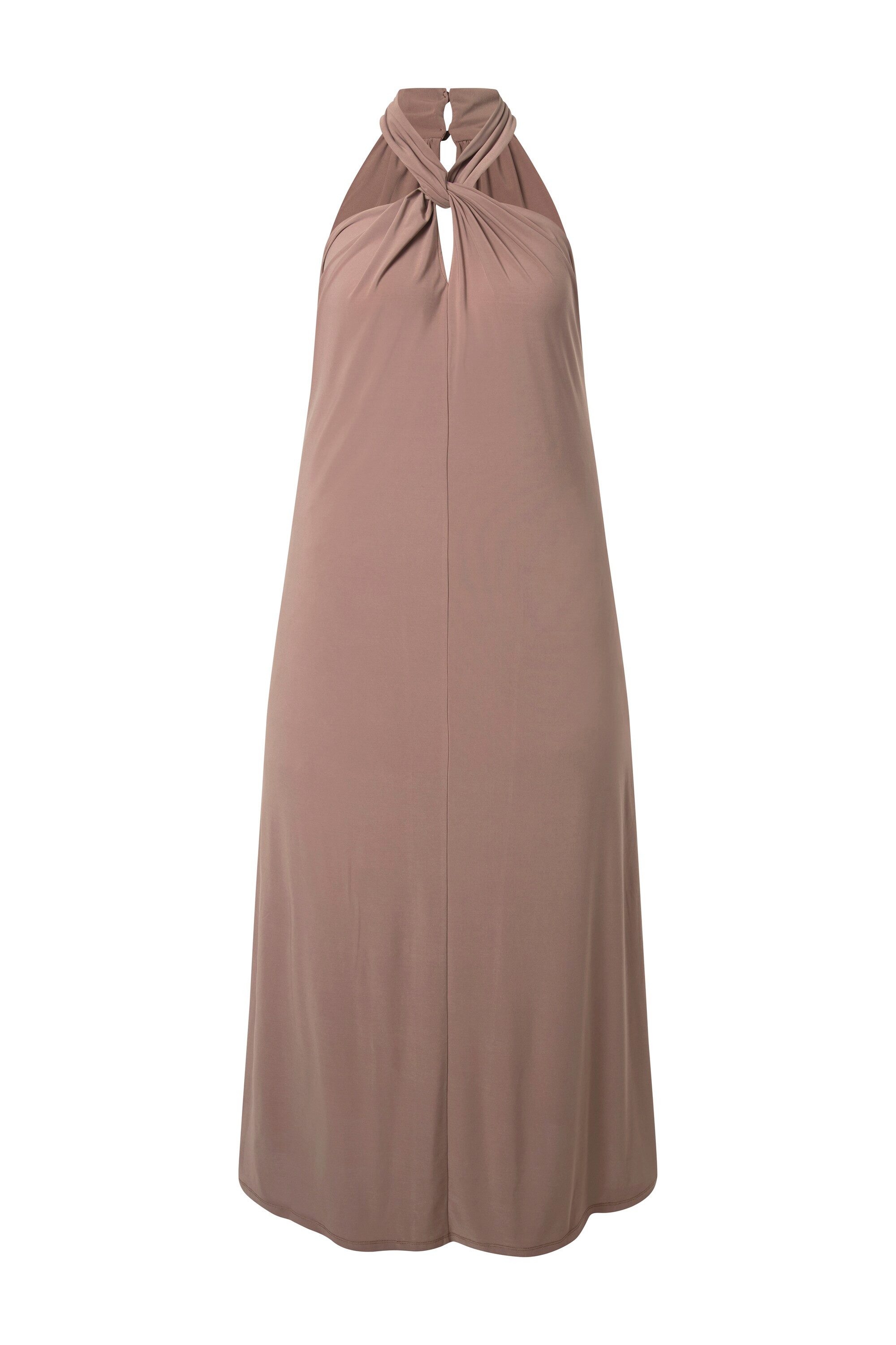 Ulla Popken Jerseykleid Maxikleid Neckholder drapiert ärmellos