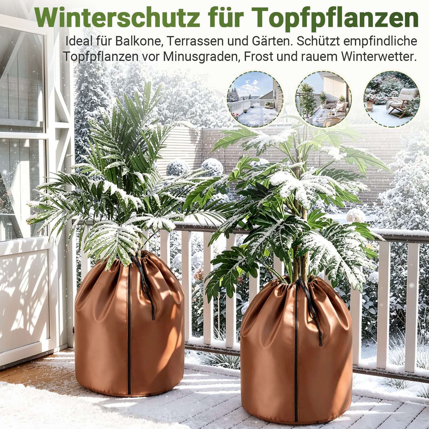 Clanmacy Winterschutzvlies 2er Winterschutz Pflanzen 70x65 cm Braun für Bäume Sträucher – Bild 4 von 5