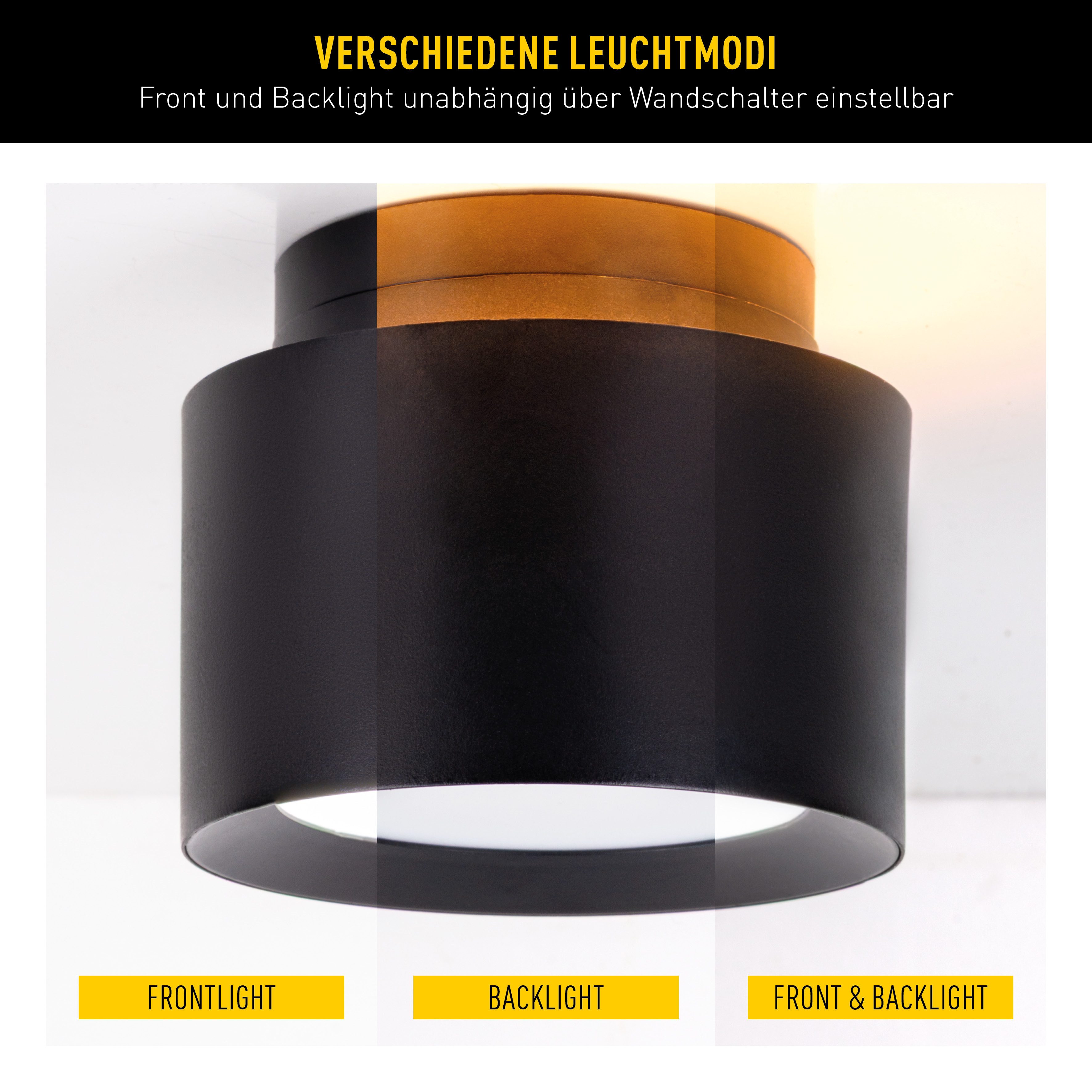 näve LED Deckenleuchte Trimes, Dimmfunktion, Memoryfunktion, Nachtlichtfunktion, LED wechselbar, warmweiß - kaltweiß, rund, dimmbar, CCT per Schiebeschalter, Nachtlicht, Backlight, Memory