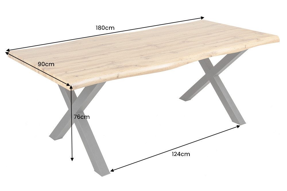 riess-ambiente Baumkantentisch WILD 180cm braun/schwarz - Wildeichen-Design, X-Gestell aus Metall (Einzelartikel, 1-St), Industrial Design & 5cm Tischplatte - i – Bild 3 von 4