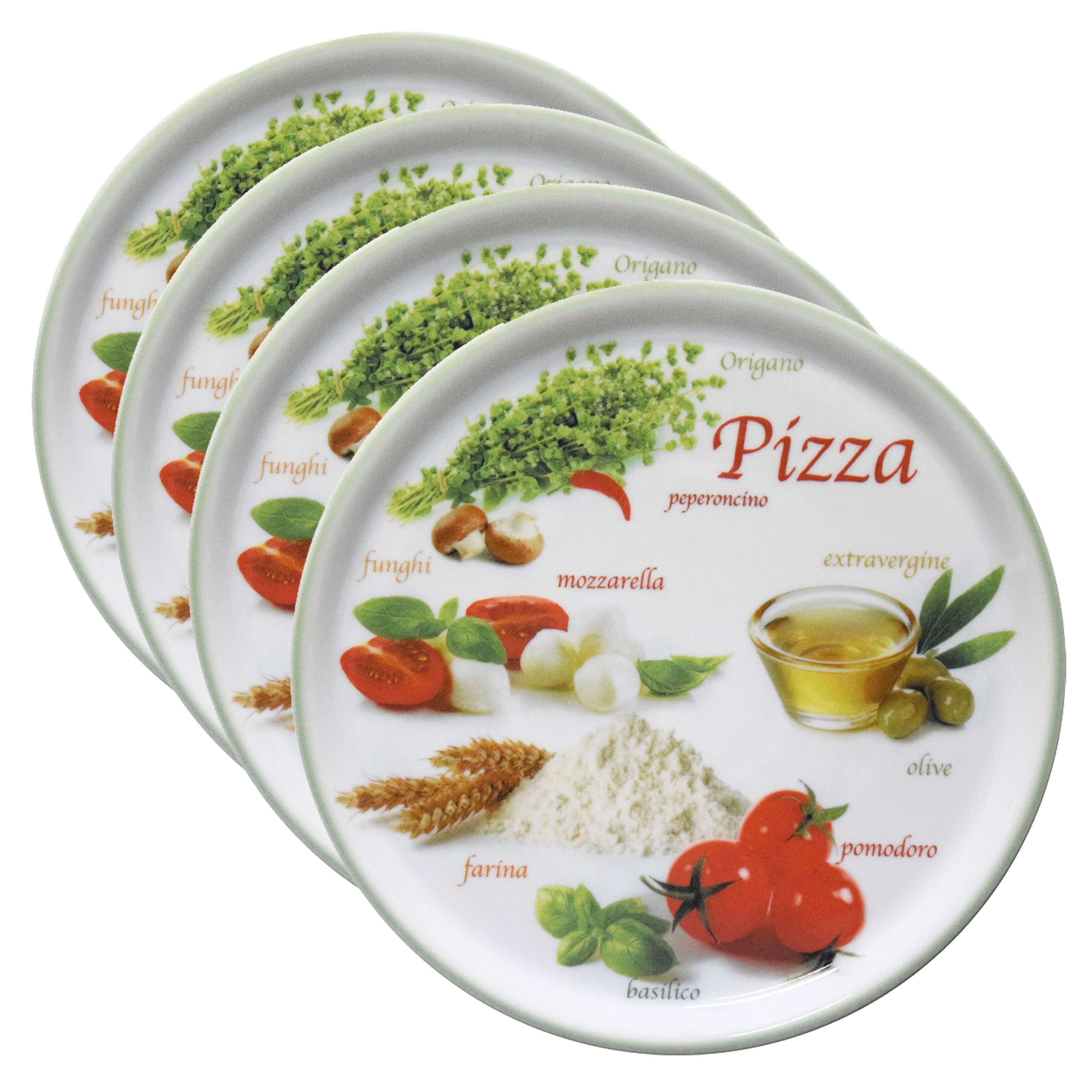 MamboCat Pizzateller 4er Set Pizzateller Napoli Pizzafoods grün 31cm - 04019#ZP1 | Pizzateller