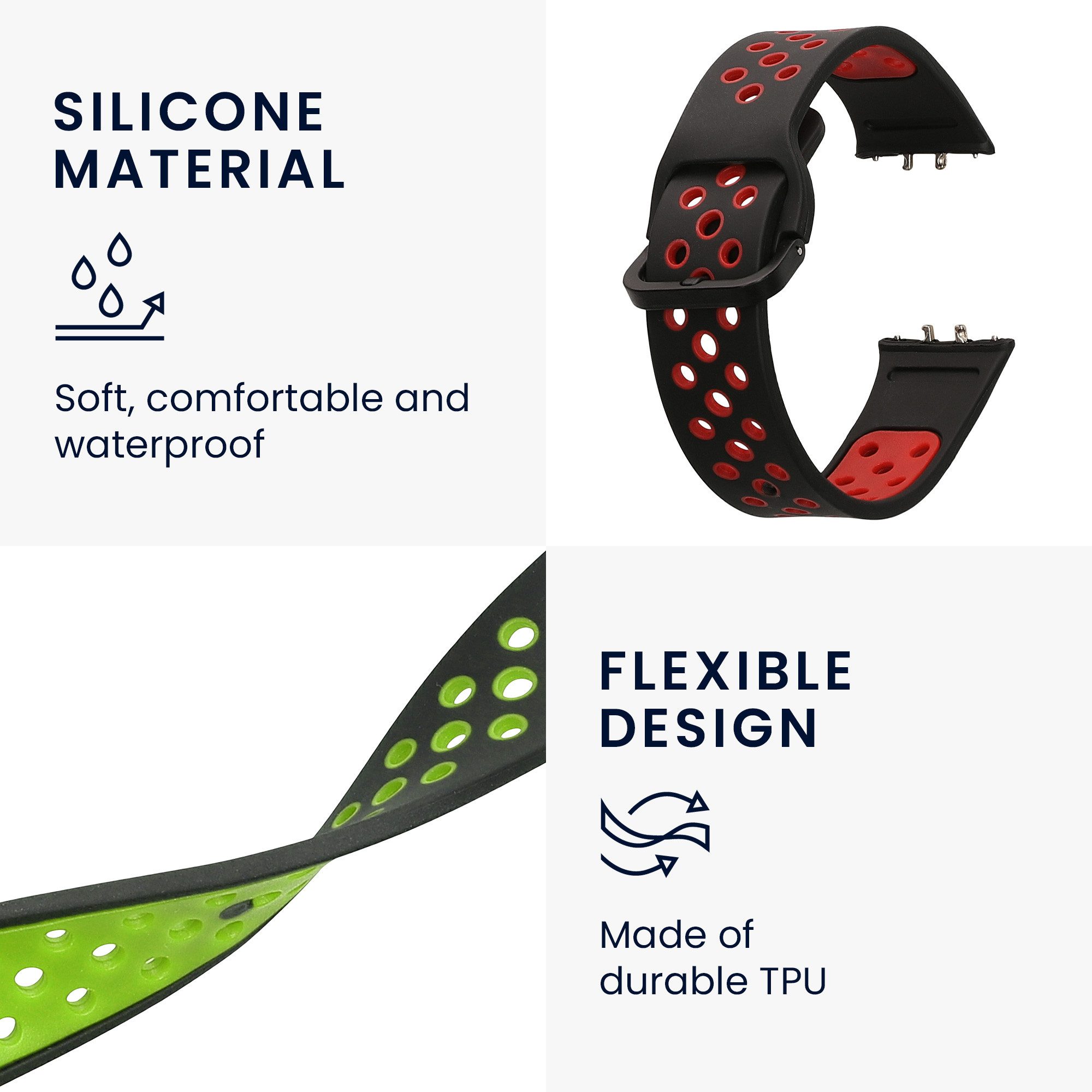 kwmobile 2x Uhrenarmband für Samsung Galaxy Fit 3 Armband Smartwatch, 2-tlg., Fitnesstracker Band Set aus TPU Silikon - Ersatzarmband Smartwatch