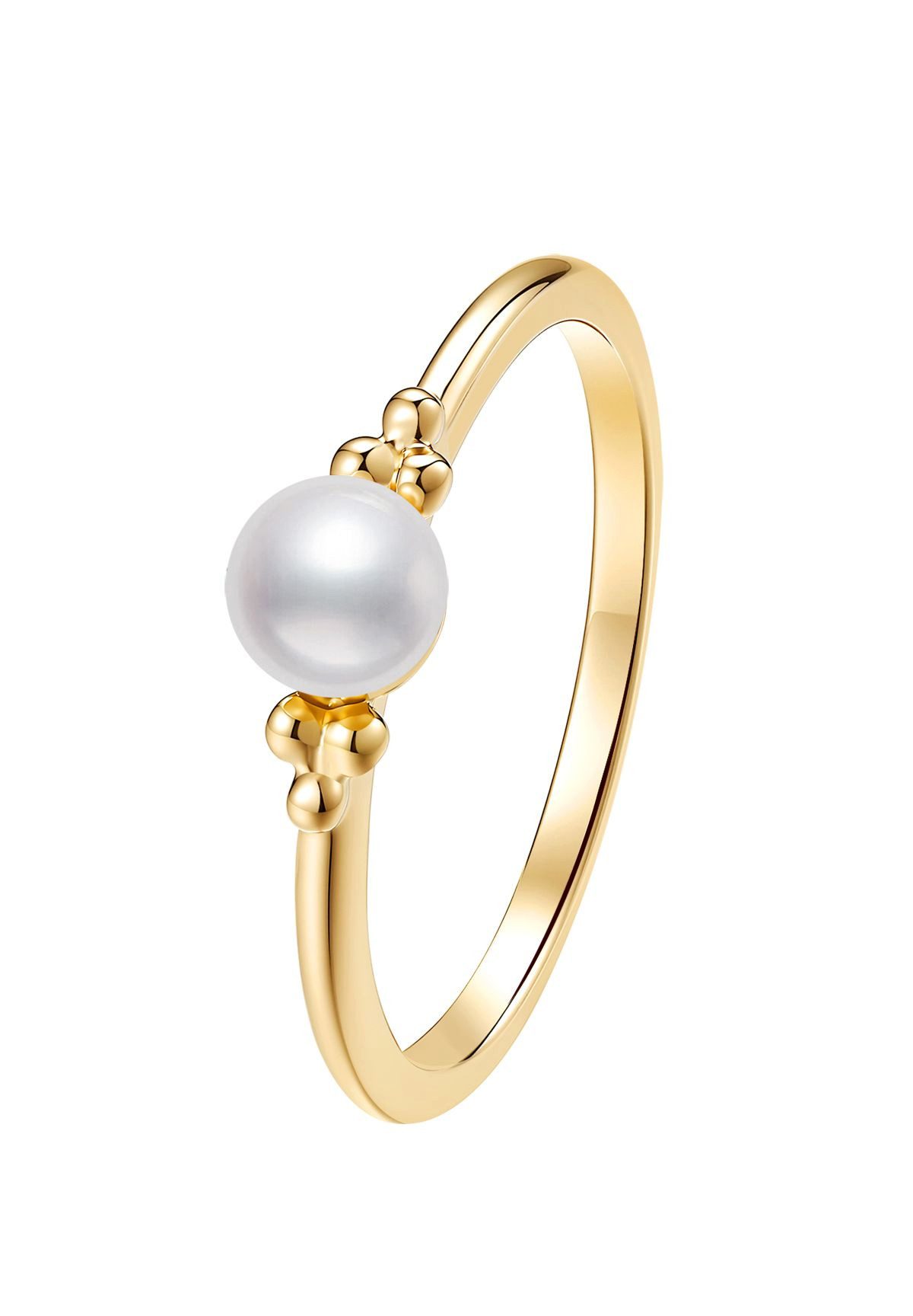 Dear Me Perlenring Erweckung, Echtgold Ring 585 Gold, Minimalisticher Echtgold Damenring, mit Süßwasserperle