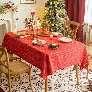 Dekorative Tischdecke Weihnachten Tischdecke, Weihnachtstischdecke Abwaschbar Groß (1-tlg), Groß Abwaschbar Weihnachts Tischdecke Tischtuch für Tischdekoration