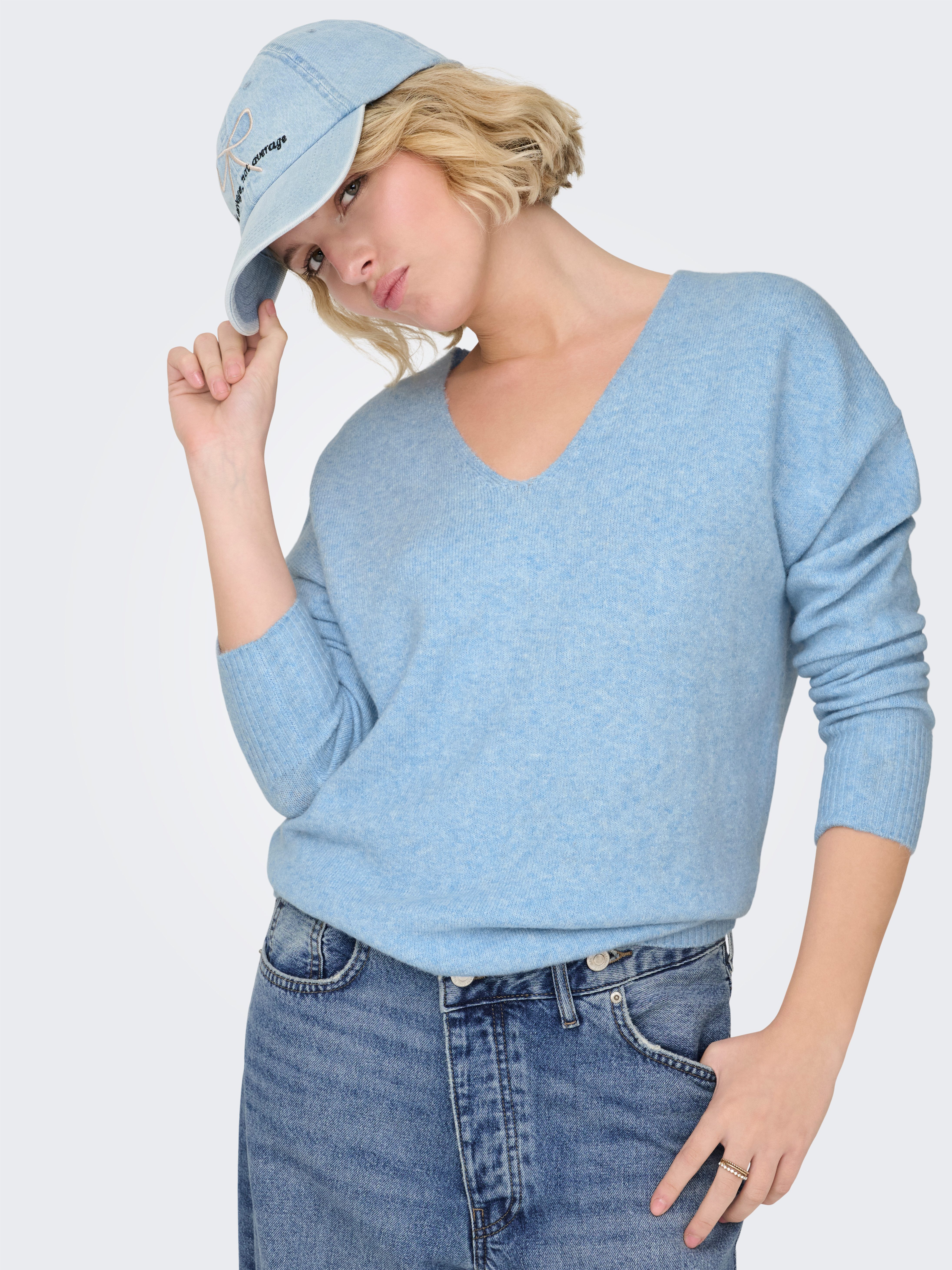 ONLY V-Ausschnitt-Pullover ONLRICA LIFE L/S V-NECK PULLO KNT NOOS