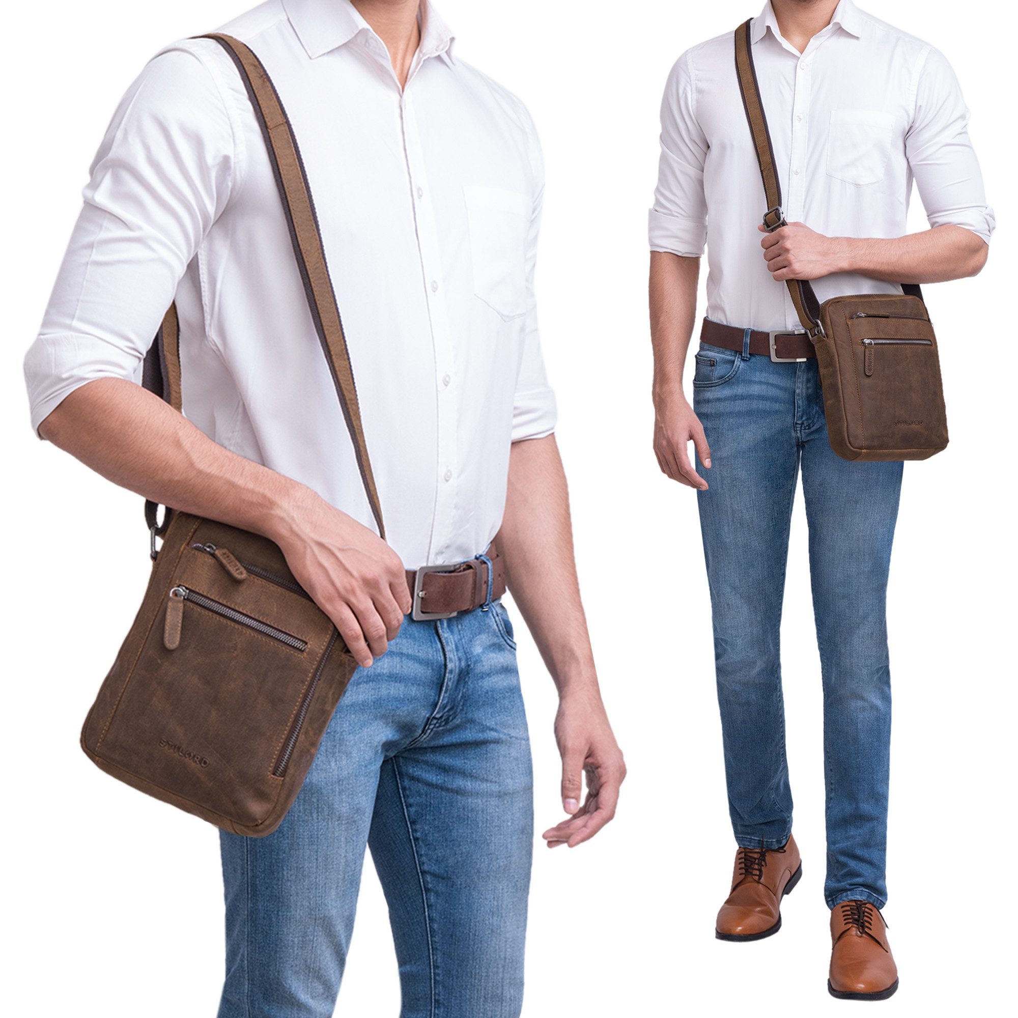 STILORD Schultertasche "Bruce" Vintage Herrentasche Ledertasche