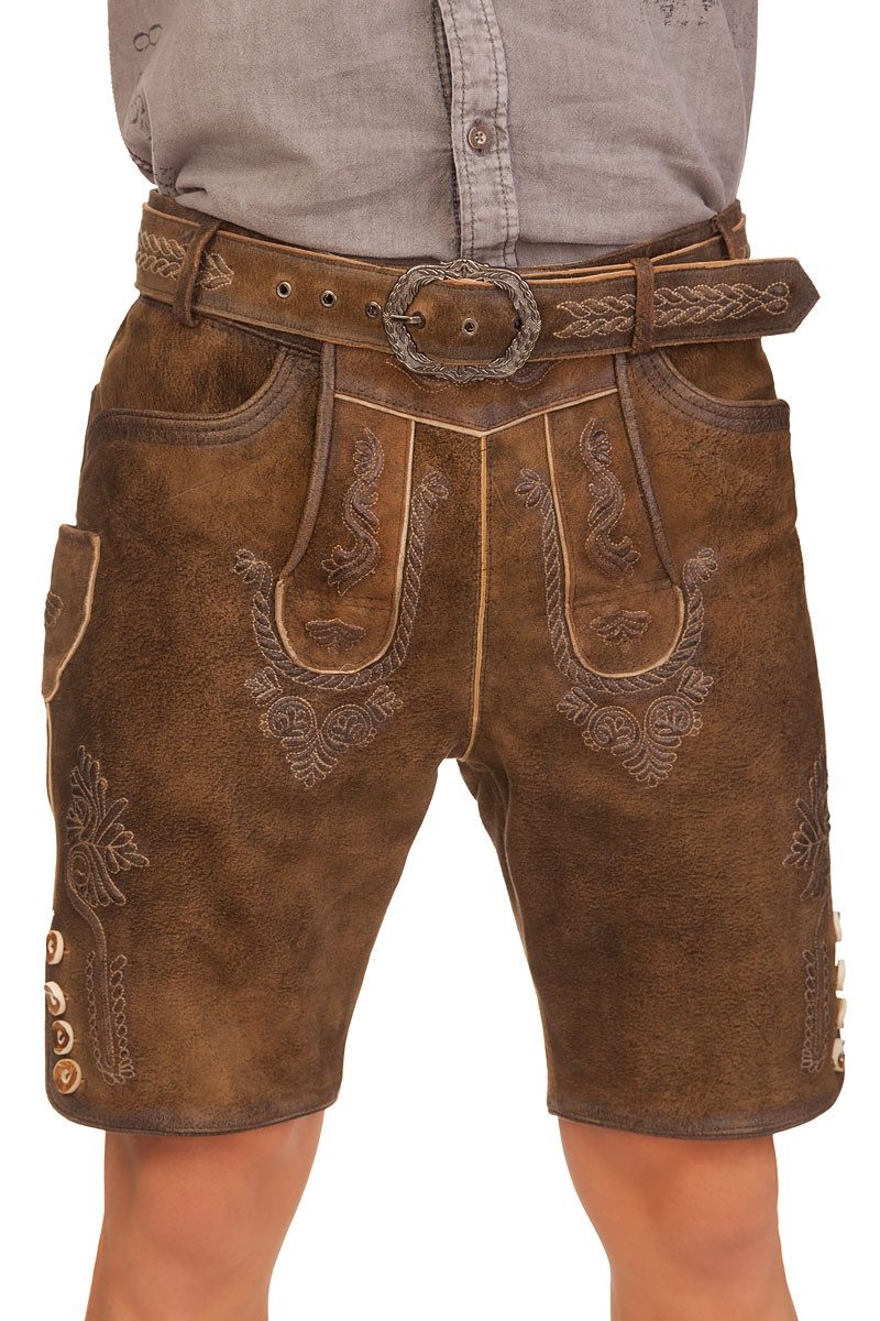 MarJo Trachtenlederhose Lederhose Herren kurz - MICHAEL - braun