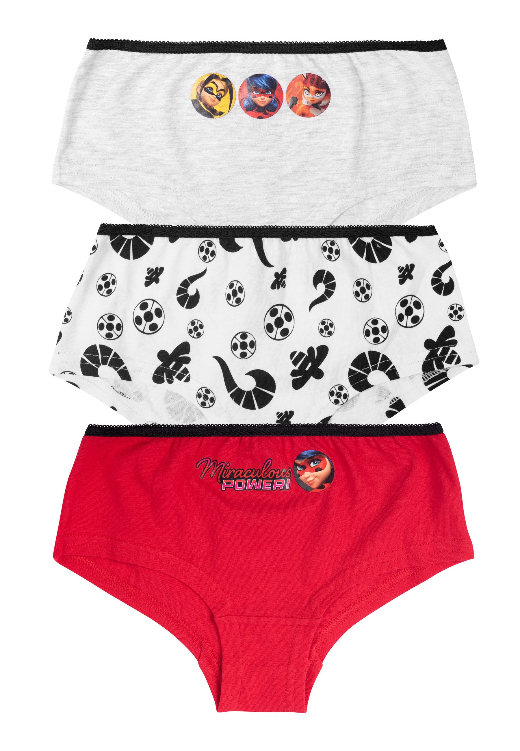 United Labels® Panty Miraculous Panty Mädchen - Ladybug Kinder Unterhose Slip (3er Pack)
