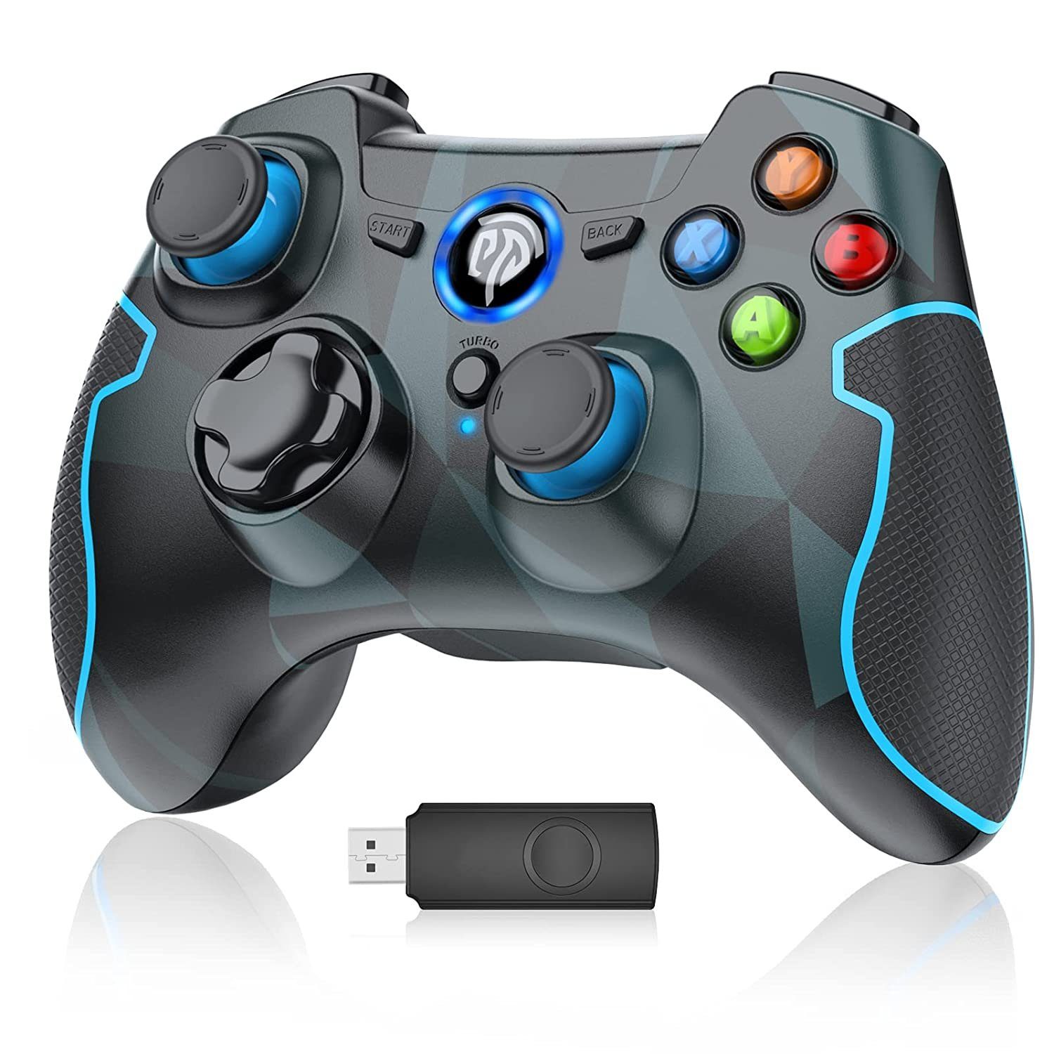 EasySMX 67-0013 PC Controller, 2.4G Wireless Gamepad, PS3 Gaming Controller  Controller (Dual Vibration, 8 Stunden Spielzeit für PS3 / PC /  Android-TV-Box)