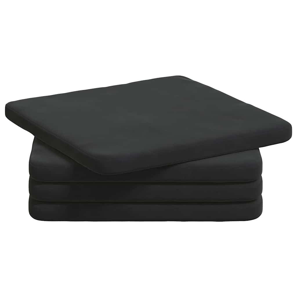 vidaXL Sitzauflage Sitzkissen 4 stk. Samt Schwarz 40 x 40 x 3 cm, (4 St)