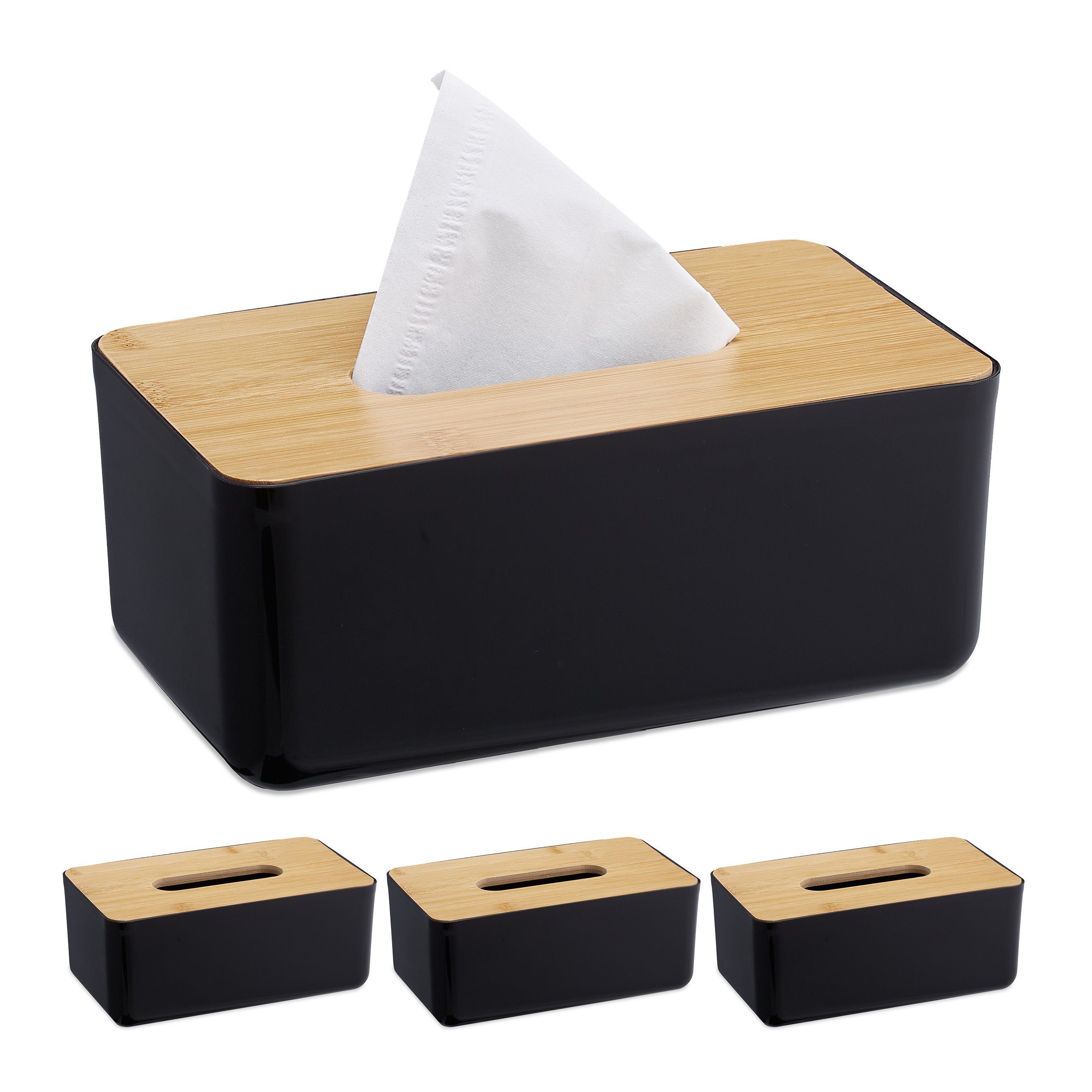 Badorganizer 4 x Taschentuchbox Bambusdeckel