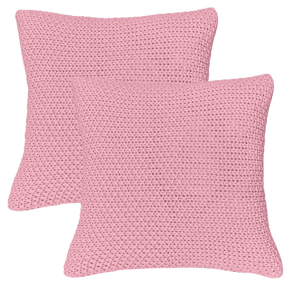 wometo Kissenbezug Strick mit Reißverschluss, 45x45 cm, (2 Stück), OEKO-TEX®, Kissenhülle mit edlem & schlichtem Strickmuster