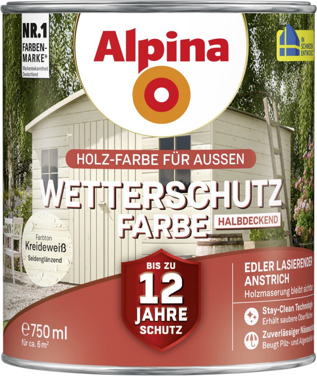 Alpina halbdeckend L Wetterschutzfarbe 0,75 Alpina Holzschutzlasur