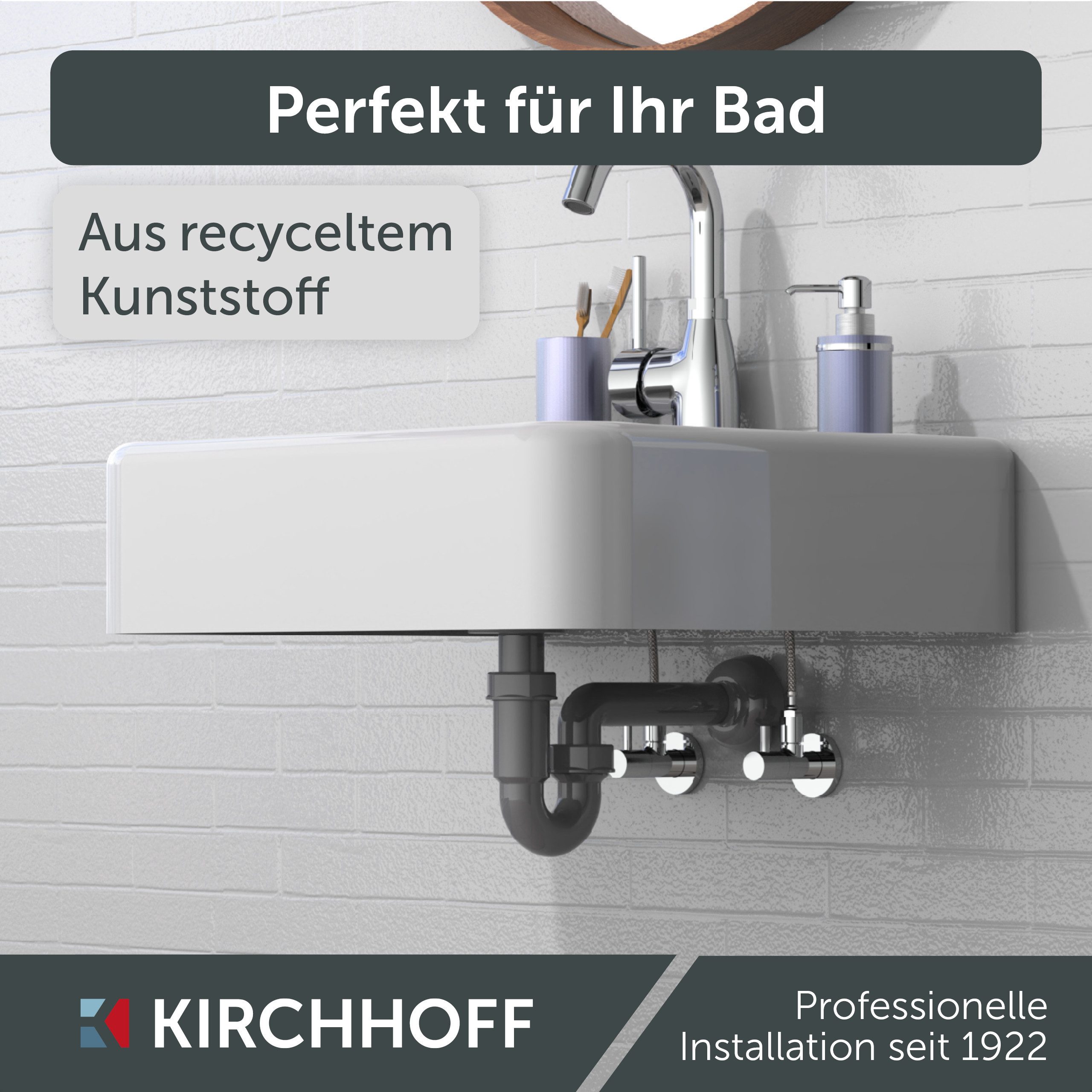 Kirchhoff Siphon ECO-SAVE, Röhrensiphon, Grau, 1 1/4" x 32 mm