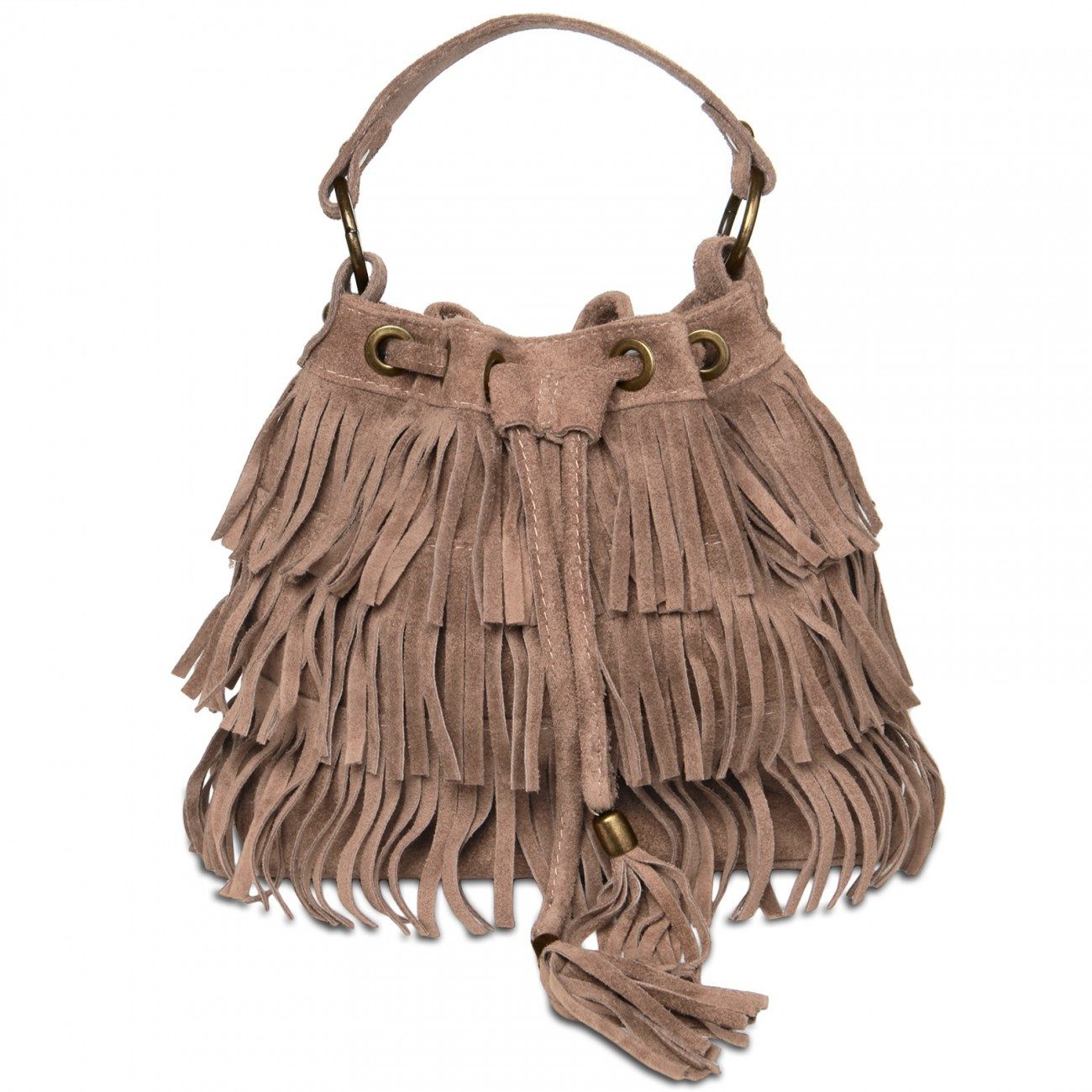 Caspar Henkeltasche CASPAR TL677 Damen Wildleder Fransen Tasche Beutel günstig online kaufen