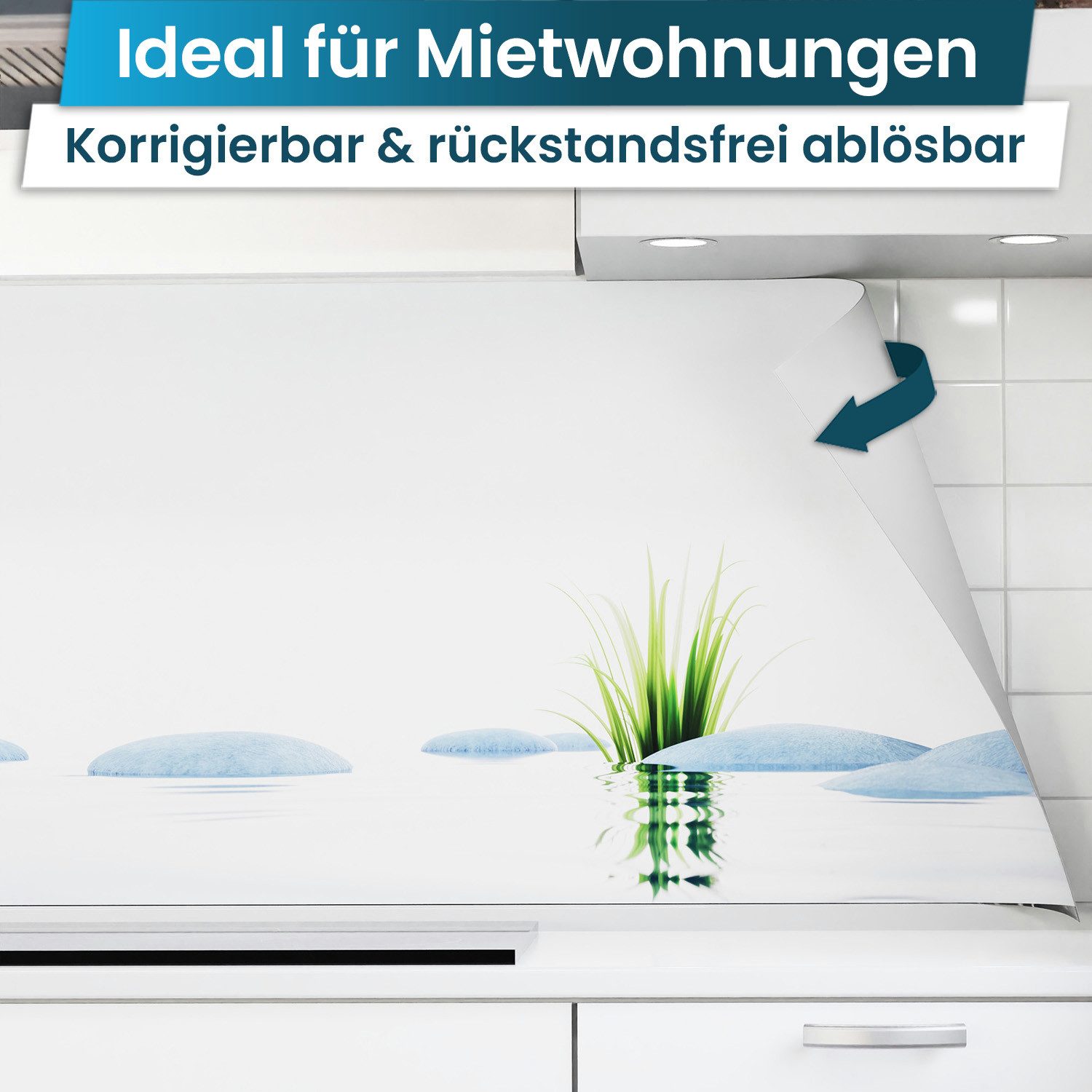 danario Küchenrückwand Folie selbstklebend - Matt - Spritzschutz Küche - versteift & robust