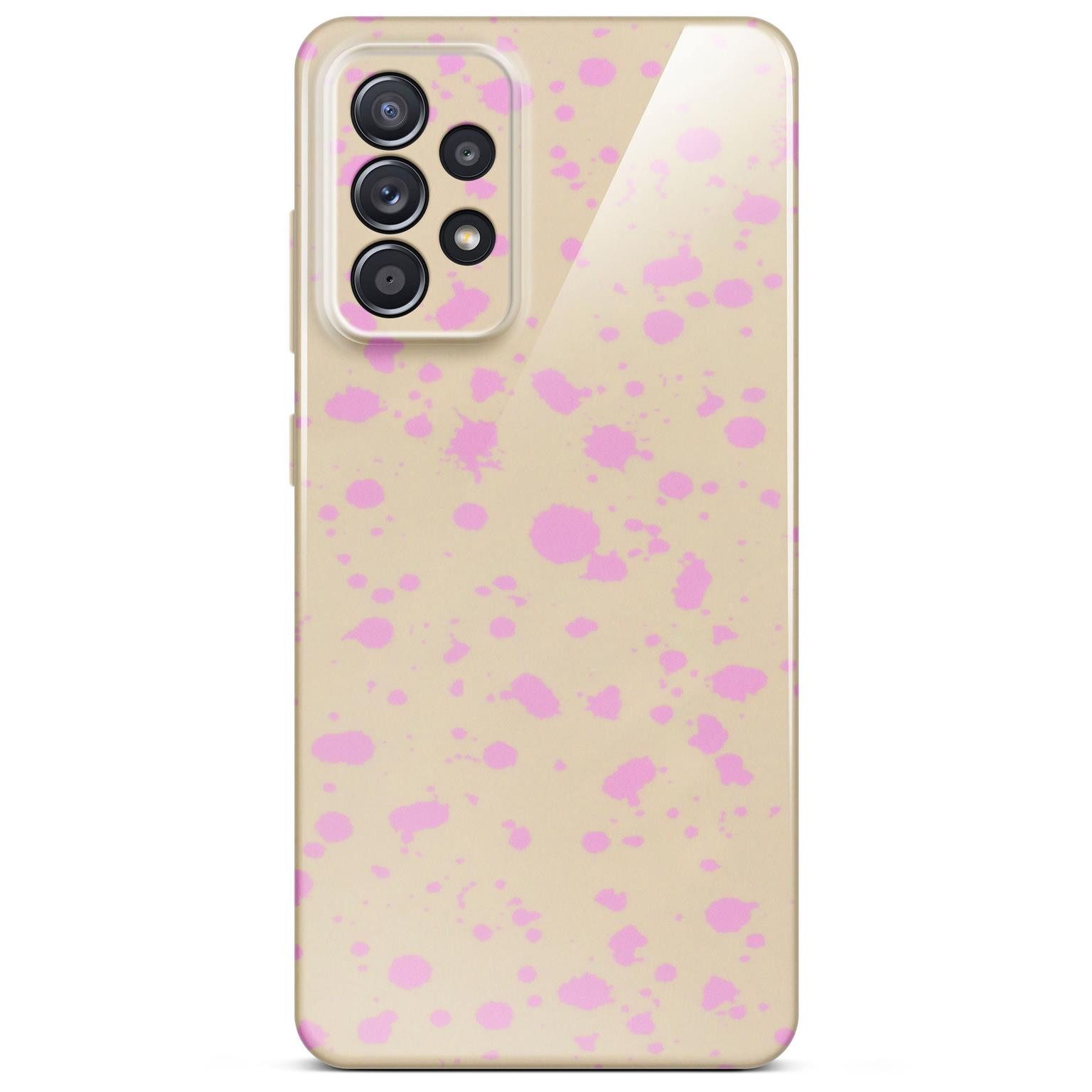 ONEFLOW Handyhülle für Samsung Galaxy A52s 5G Splash Cover Flecken Creme Pink 6,5 Zoll, Hülle mit Design Muster Designer Case Kameraschutz Handy Schutzhülle