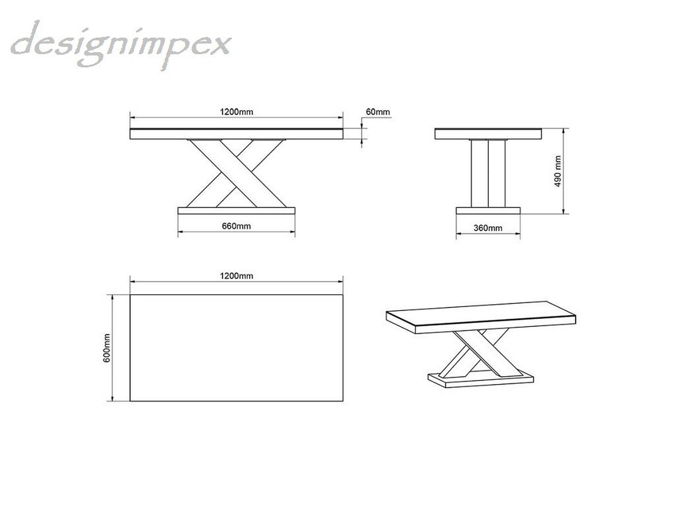 Hochglanz Highgloss Wohnzimmertisch Tisch Weiß - Design Hochglanz Beton designimpex Weiß H-888 Beton Couchtisch /
