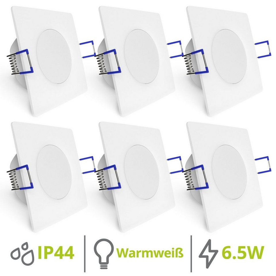 linovum® LED Einbaustrahler WEEVO eckig 6,5W 2700K 230V IP44 extra flache 29 mm